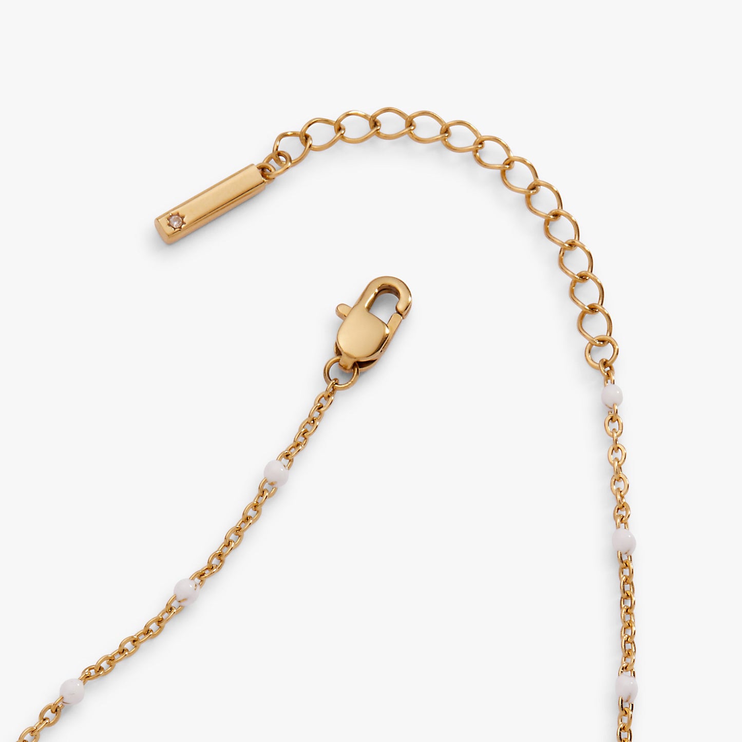 White Enameled Chain Coin Station Anklet Stainless Steel Gold
