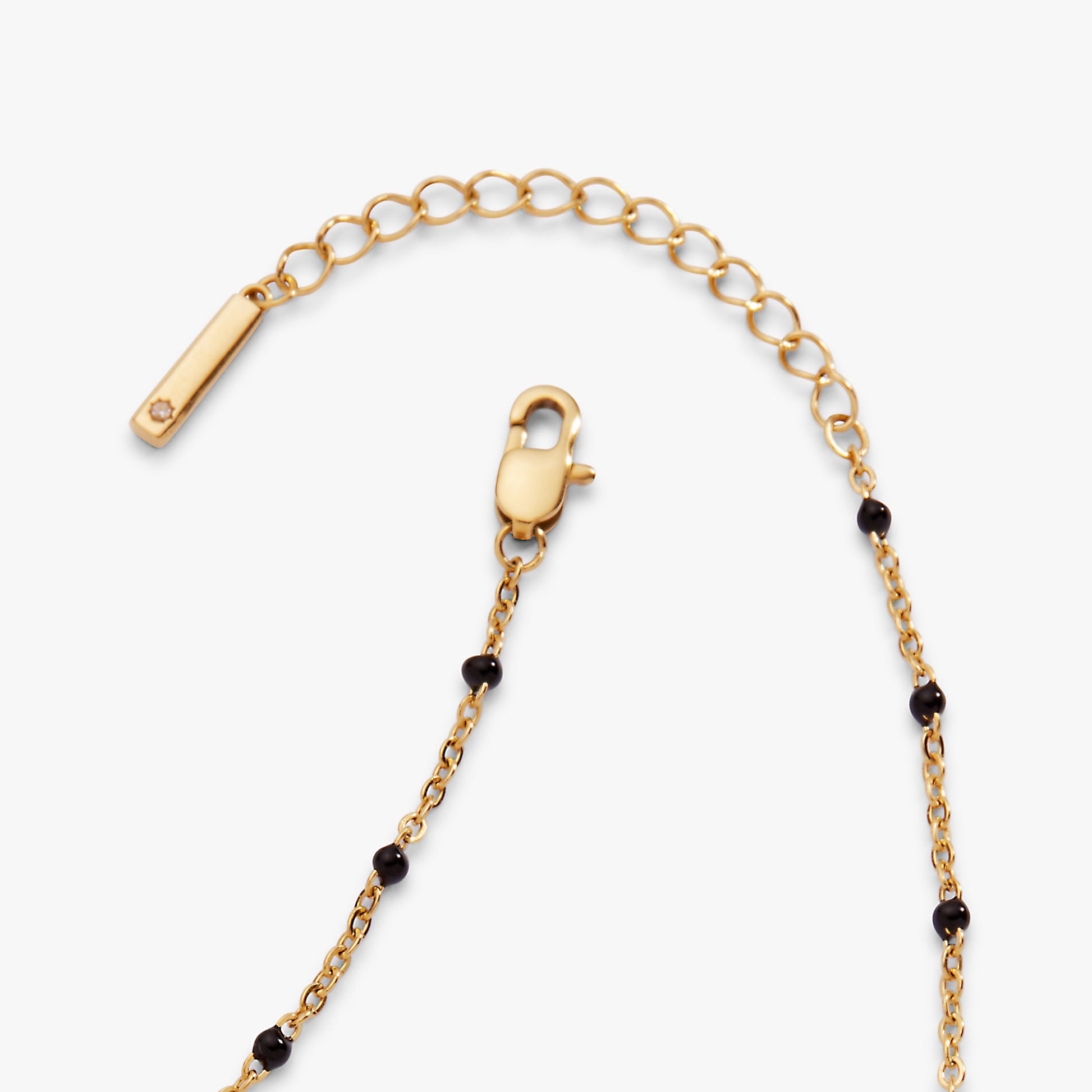 Black Enameled Chain Coin Station Anklet Stainless Steel Gold