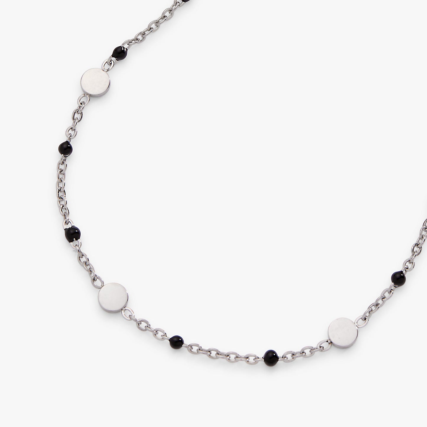 Black Enameled Chain Coin Station Anklet Stainless Steel Gold