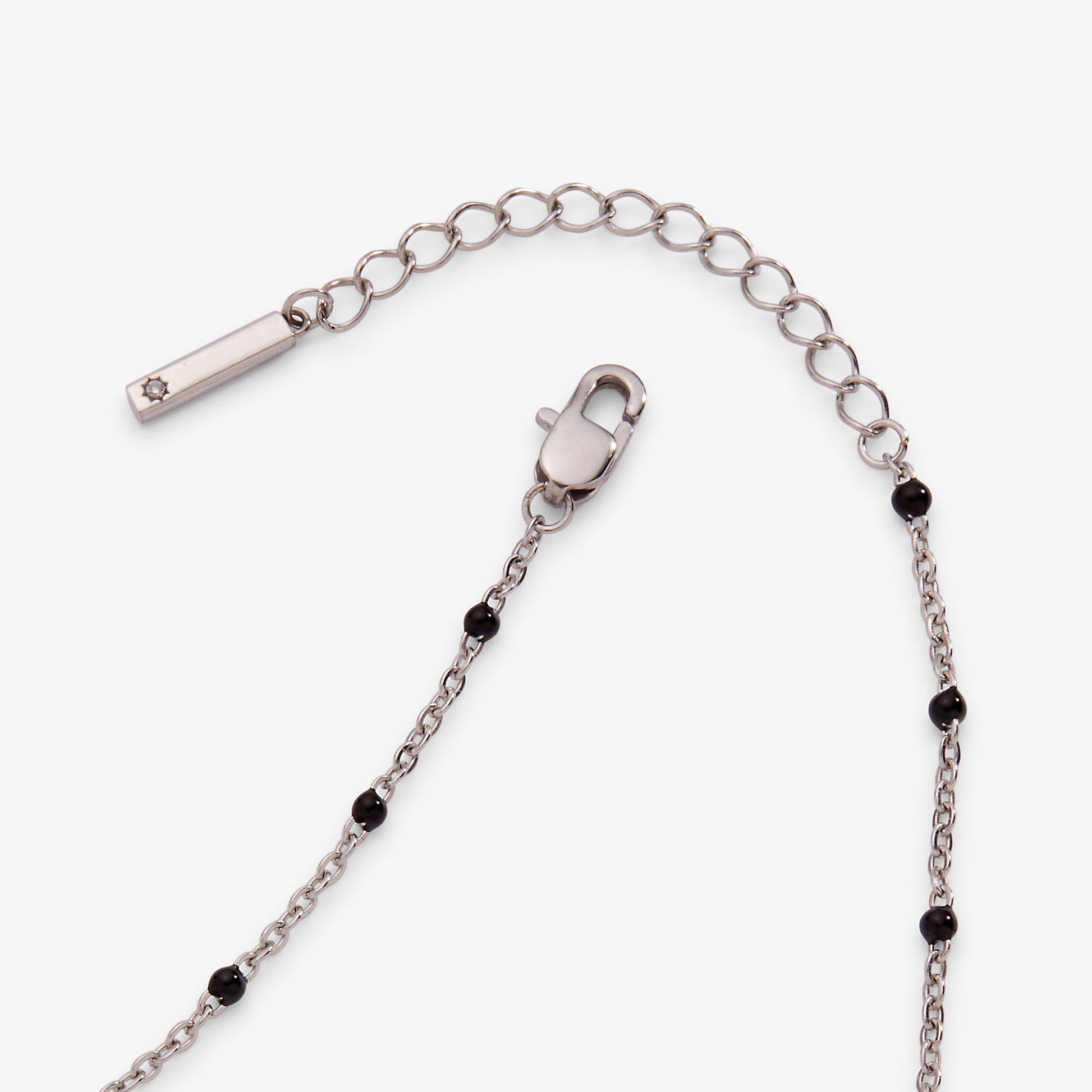 Black Enameled Chain Coin Station Anklet Stainless Steel Gold