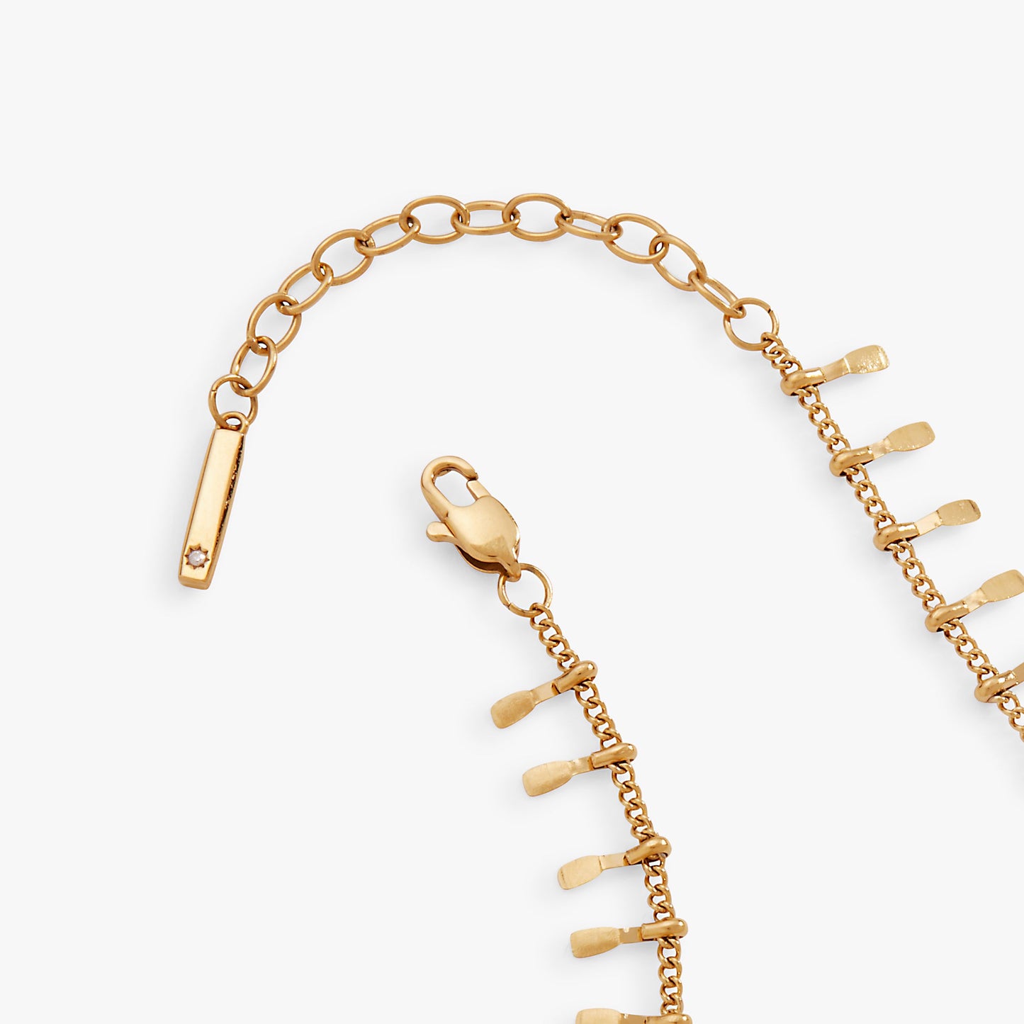 Paddle Tassel Chain Anklet Stainless Steel Gold