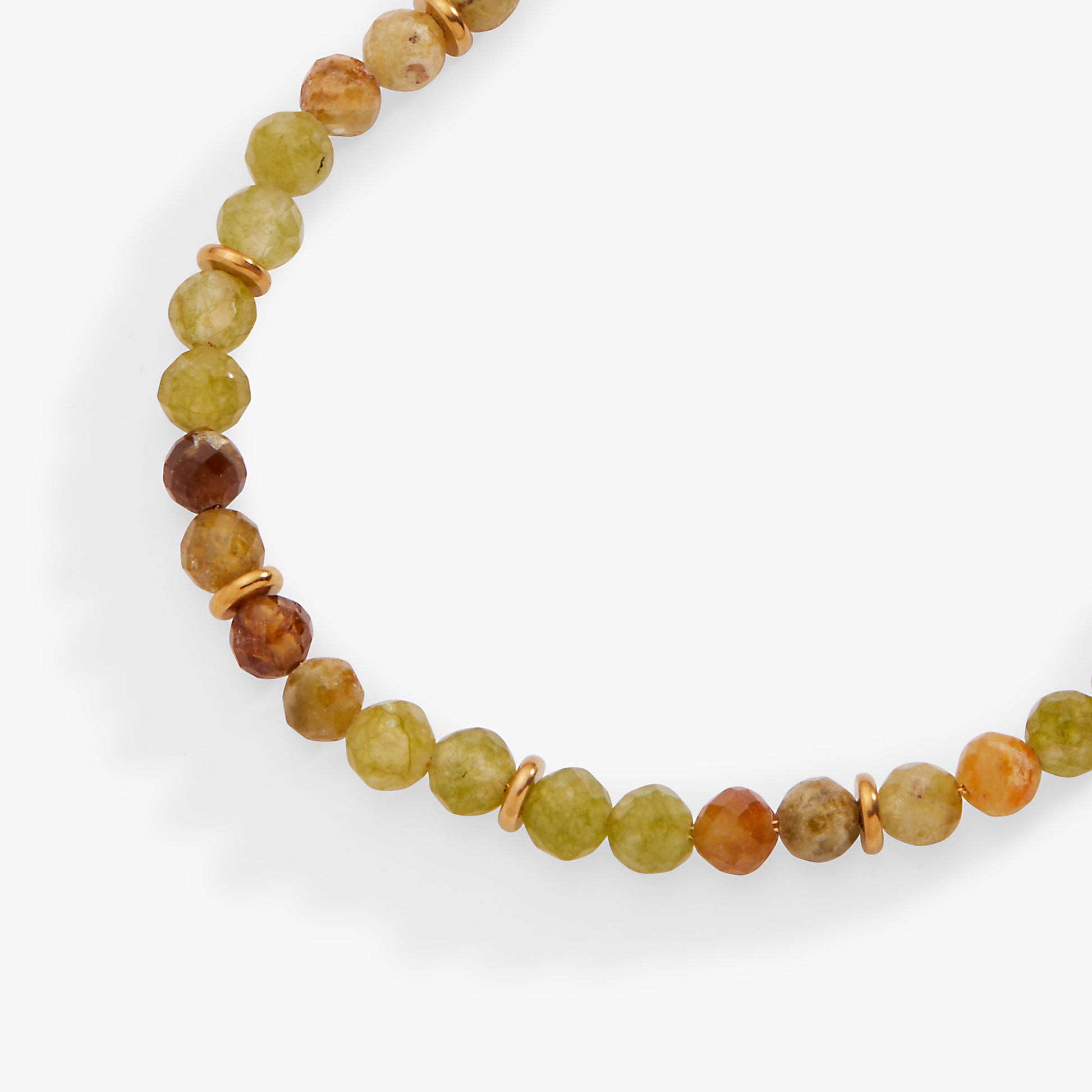 Green Ombre Semi-Precious Beaded Anklet Stainless Steel Gold