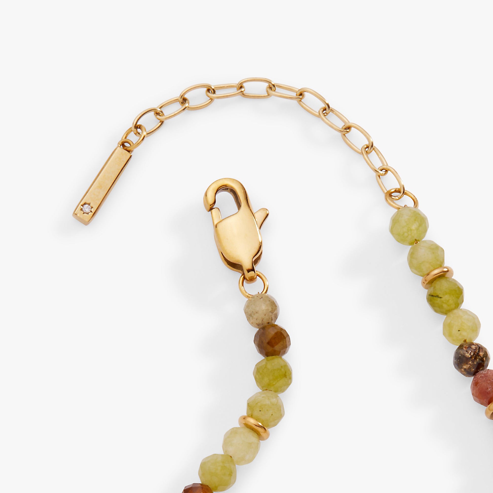 Green Ombre Semi-Precious Beaded Anklet Stainless Steel Gold