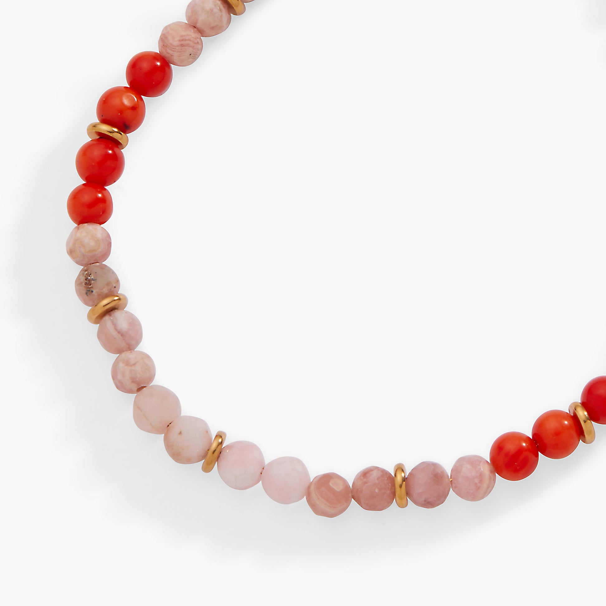 Coral Ombre Semi-Precious Beaded Anklet Stainless Steel Gold