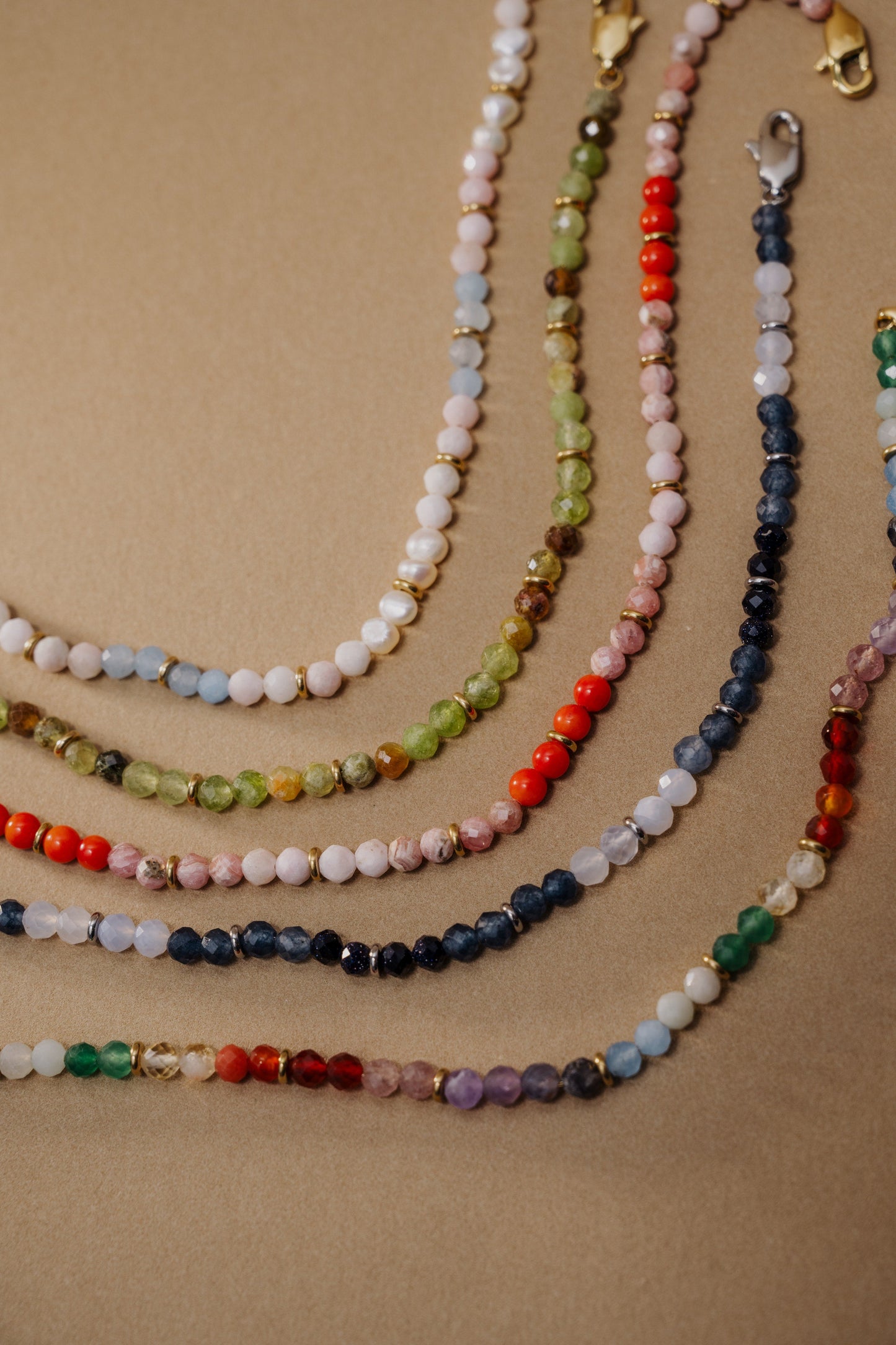 Coral Ombre Semi-Precious Beaded Anklet Stainless Steel Gold