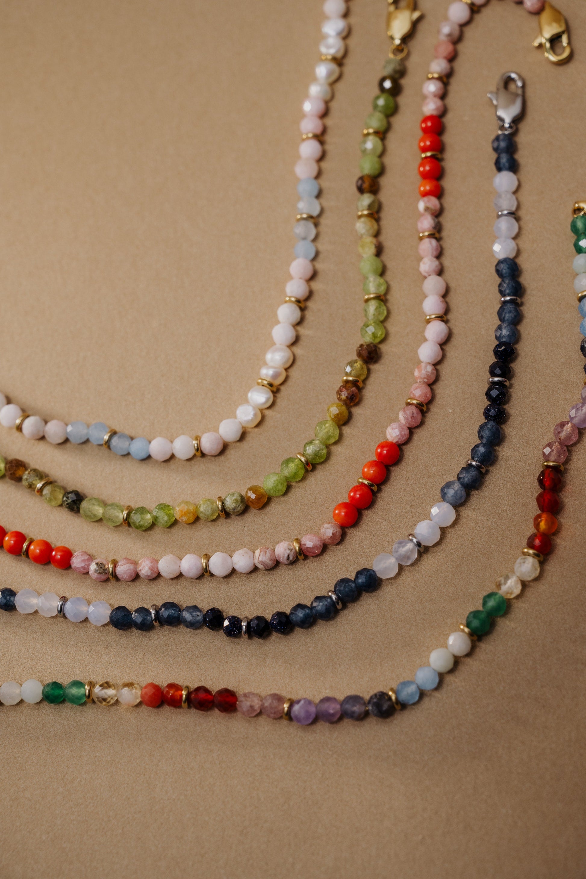 Coral Ombre Semi-Precious Beaded Anklet Stainless Steel Gold