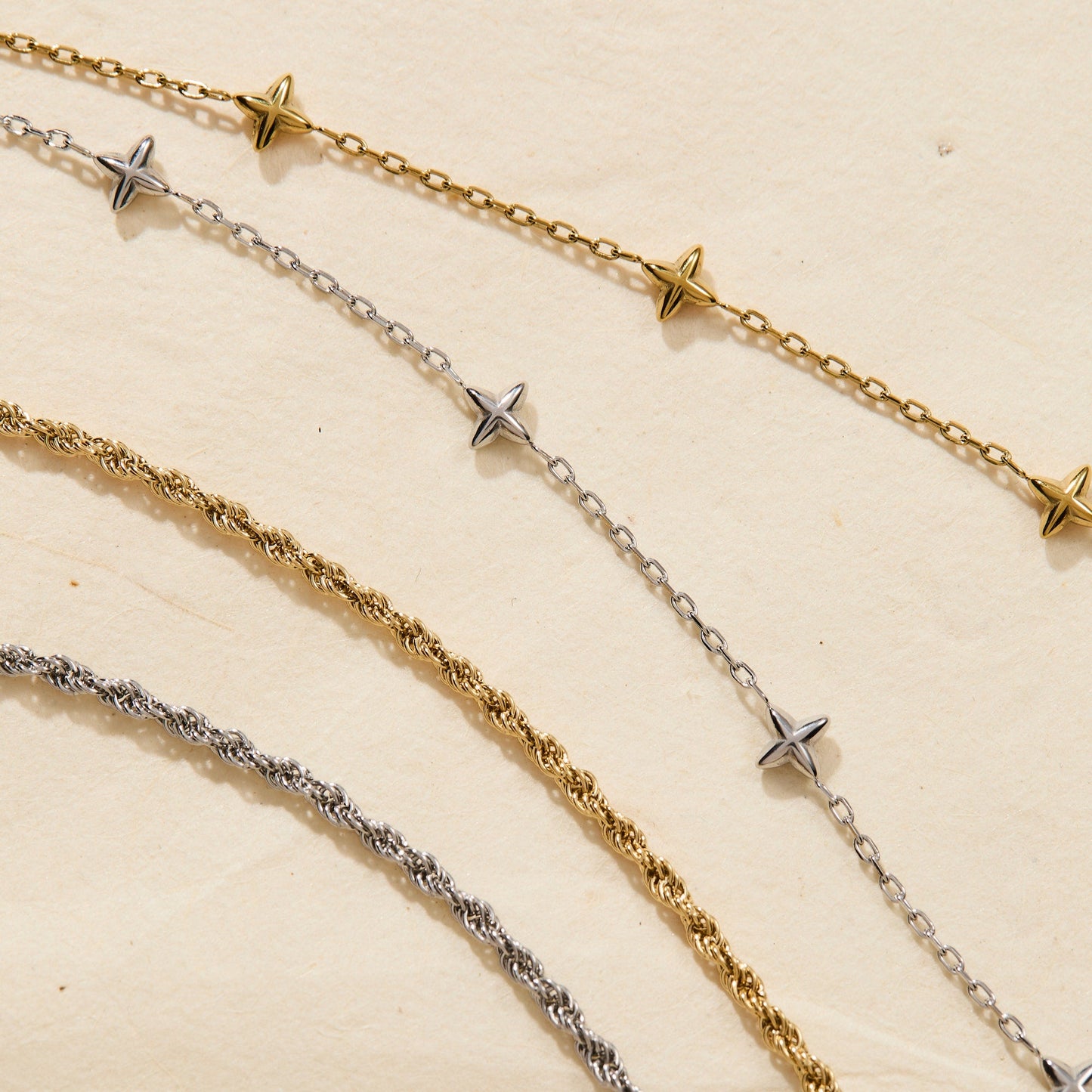 Mini Rope Chain Anklet Stainless Steel Gold