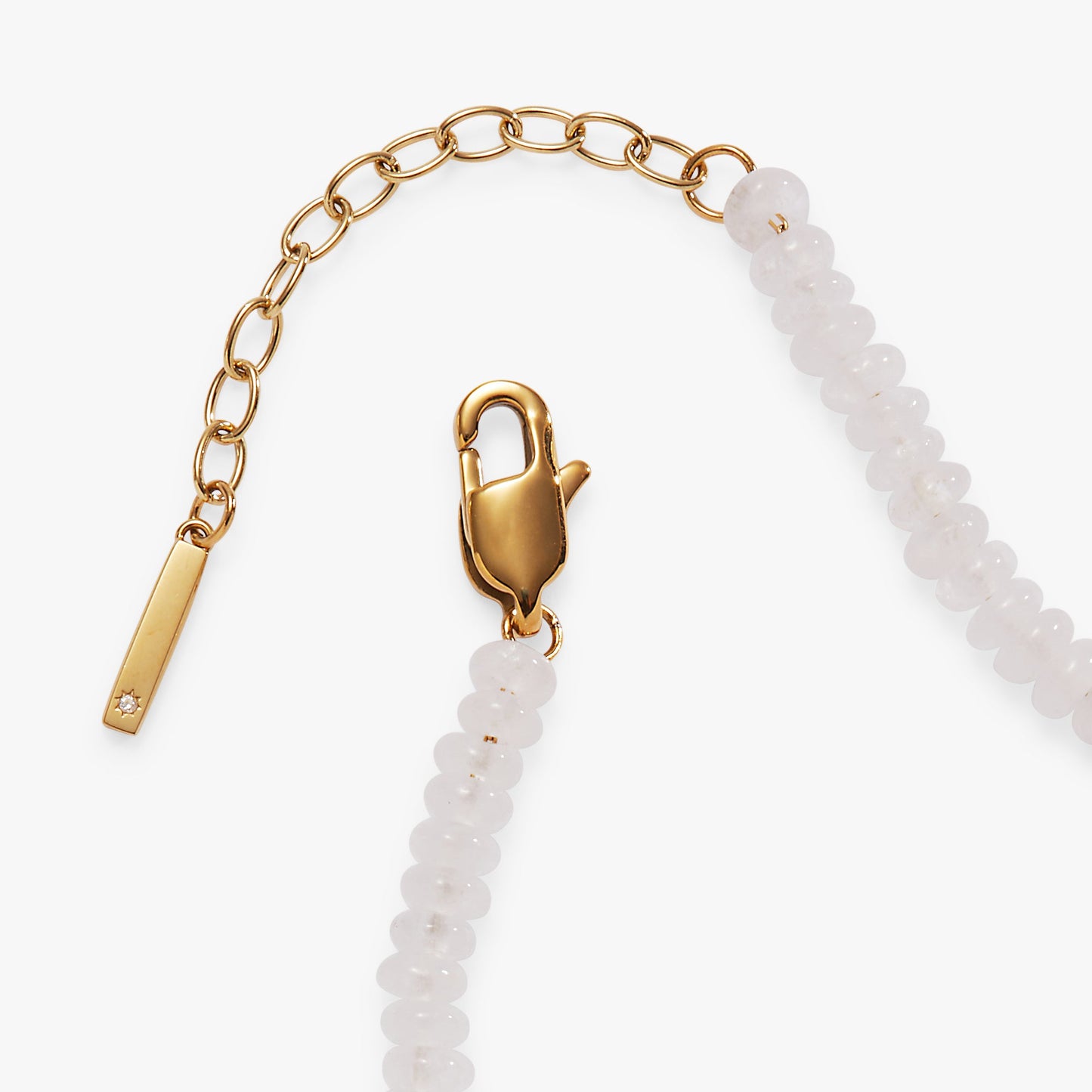 Clear Quartz Semi-Precious Beaded Anklet Stainless Steel Gold