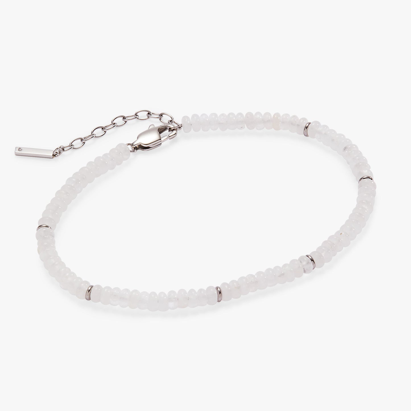 Clear Quartz Semi-Precious Beaded Anklet Stainless Steel Gold