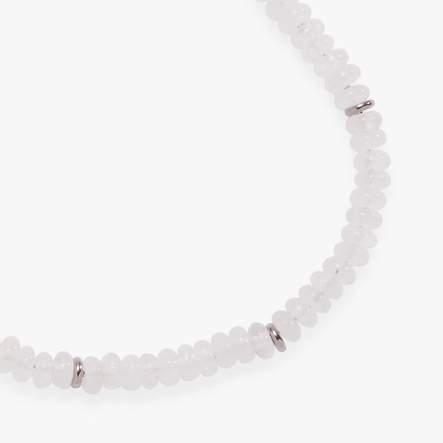 Clear Quartz Semi-Precious Beaded Anklet Stainless Steel Gold