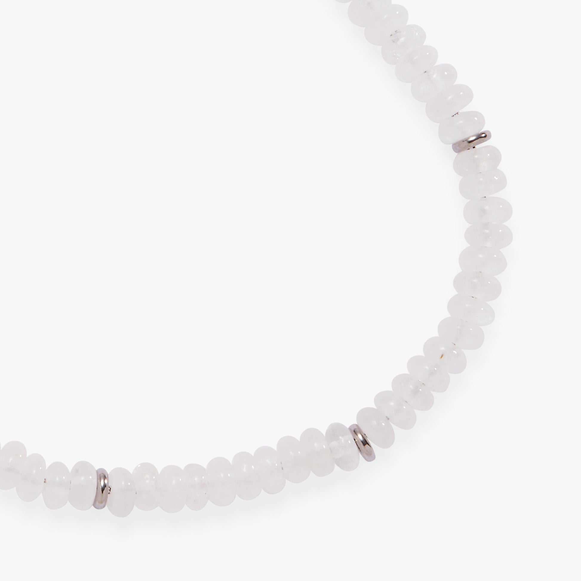 Clear Quartz Semi-Precious Beaded Anklet Stainless Steel Gold