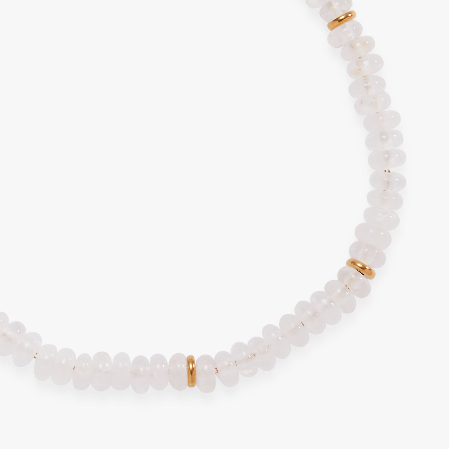 Clear Quartz Semi-Precious Beaded Anklet Stainless Steel Gold