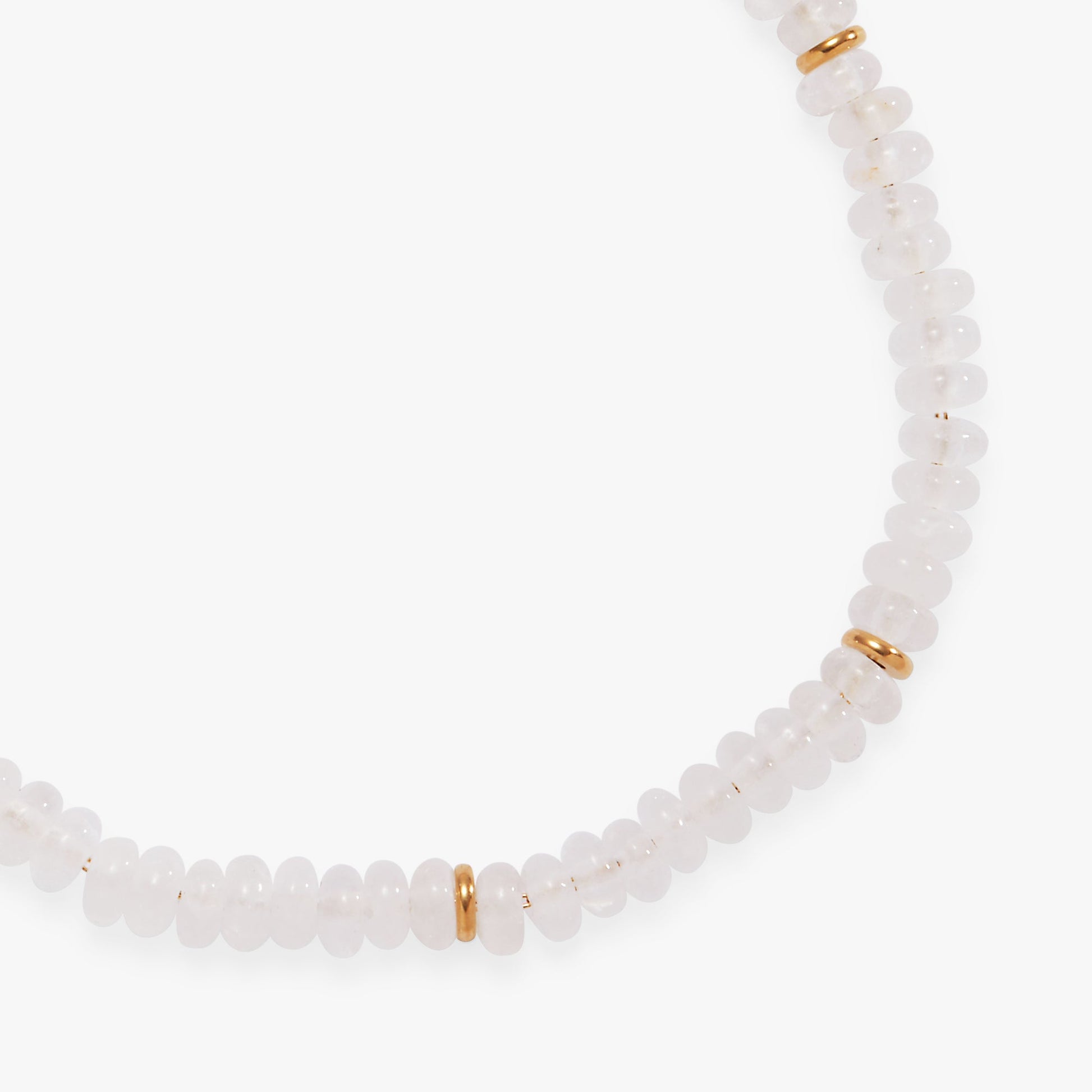 Clear Quartz Semi-Precious Beaded Anklet Stainless Steel Gold