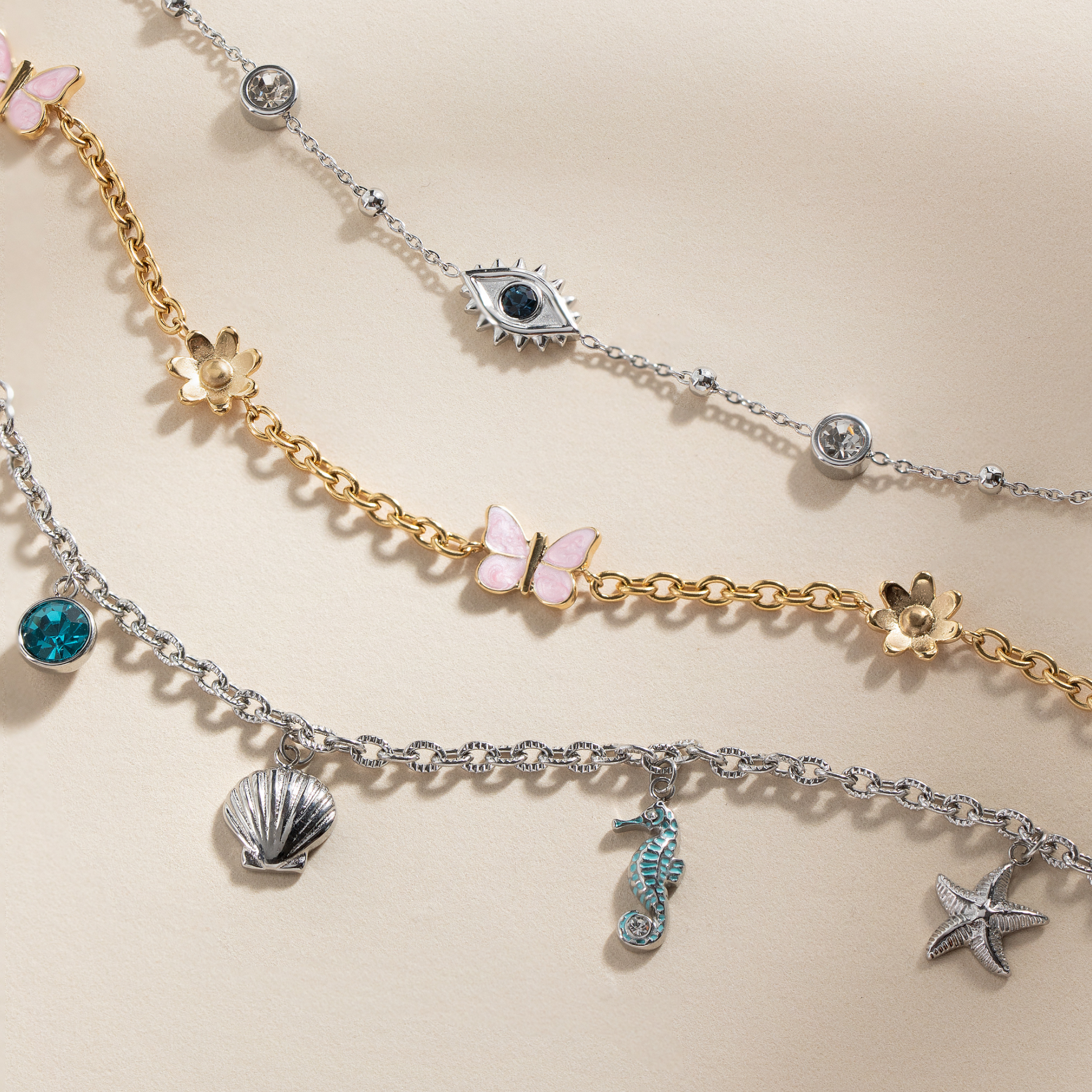 Seaside Anklet Stainless Steel Gold