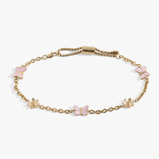 Butterfly and Flower Anklet Stainless Steel Silver