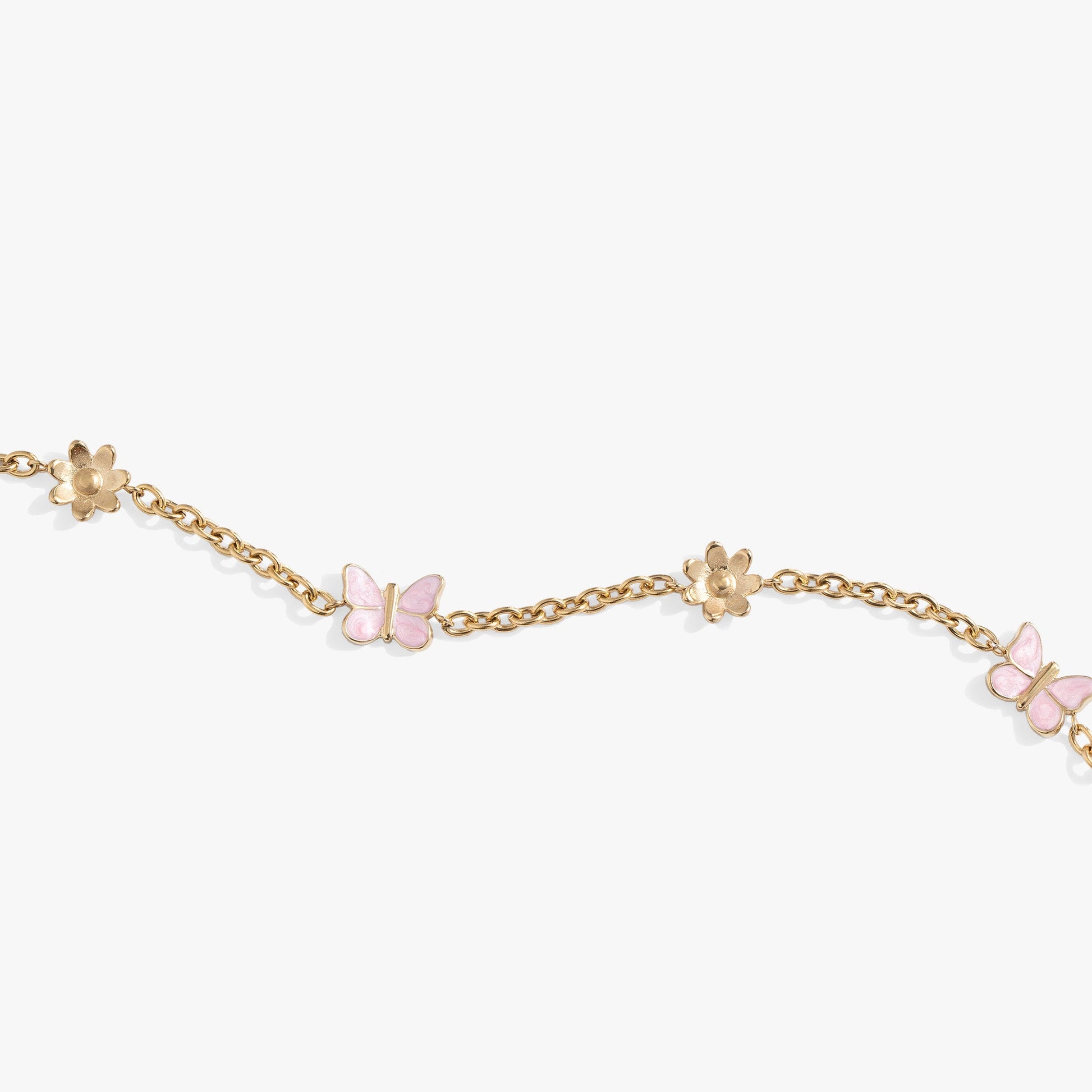 Butterfly and Flower Anklet Stainless Steel Silver