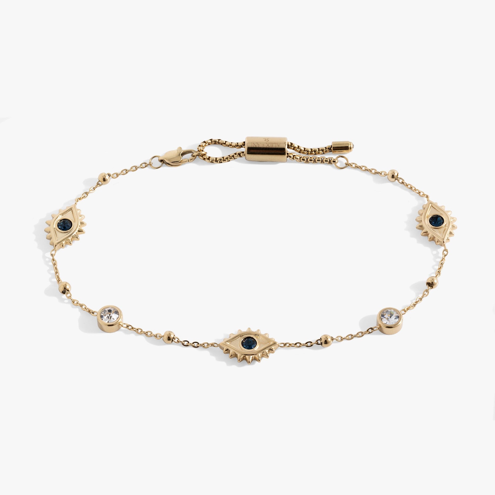 Evil Eye Crystal Anklet Stainless Steel Gold
