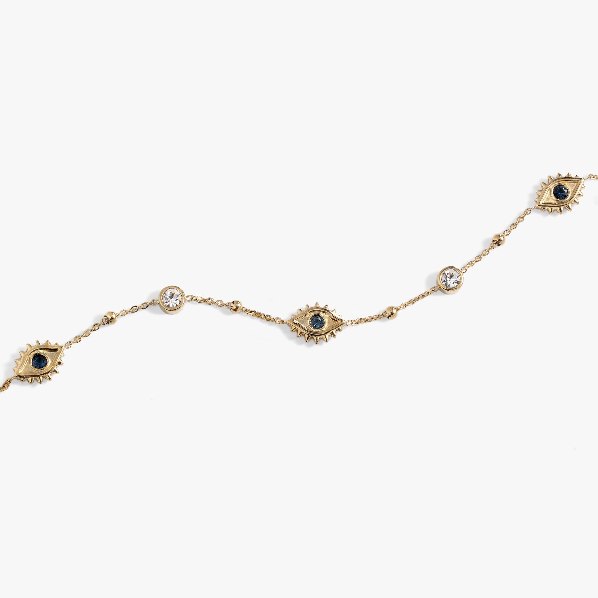 Evil Eye Crystal Anklet Stainless Steel Gold