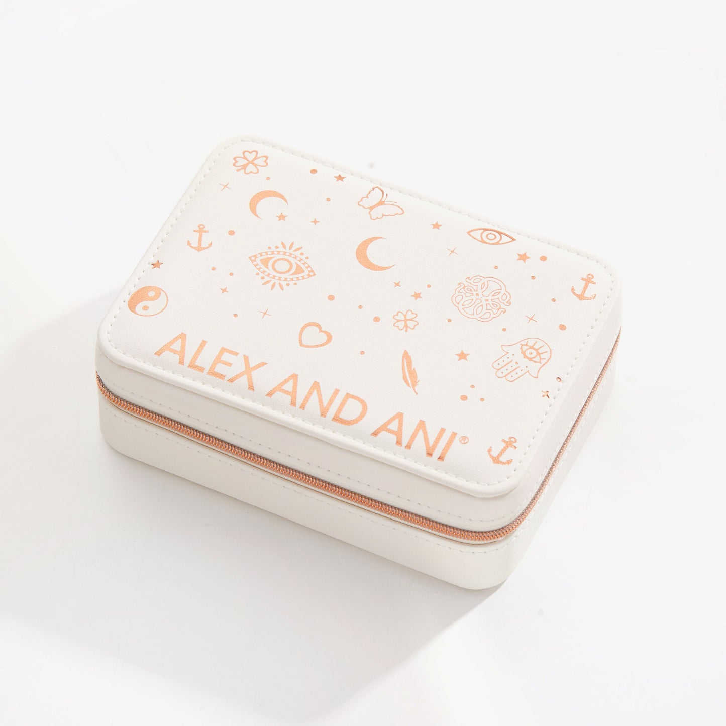 ALEX AND ANI Symbols Travel Jewelry Case White