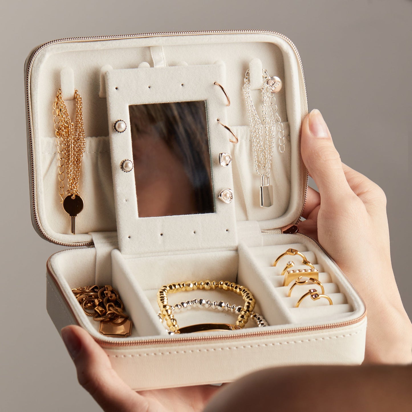 ALEX AND ANI Symbols Travel Jewelry Case White