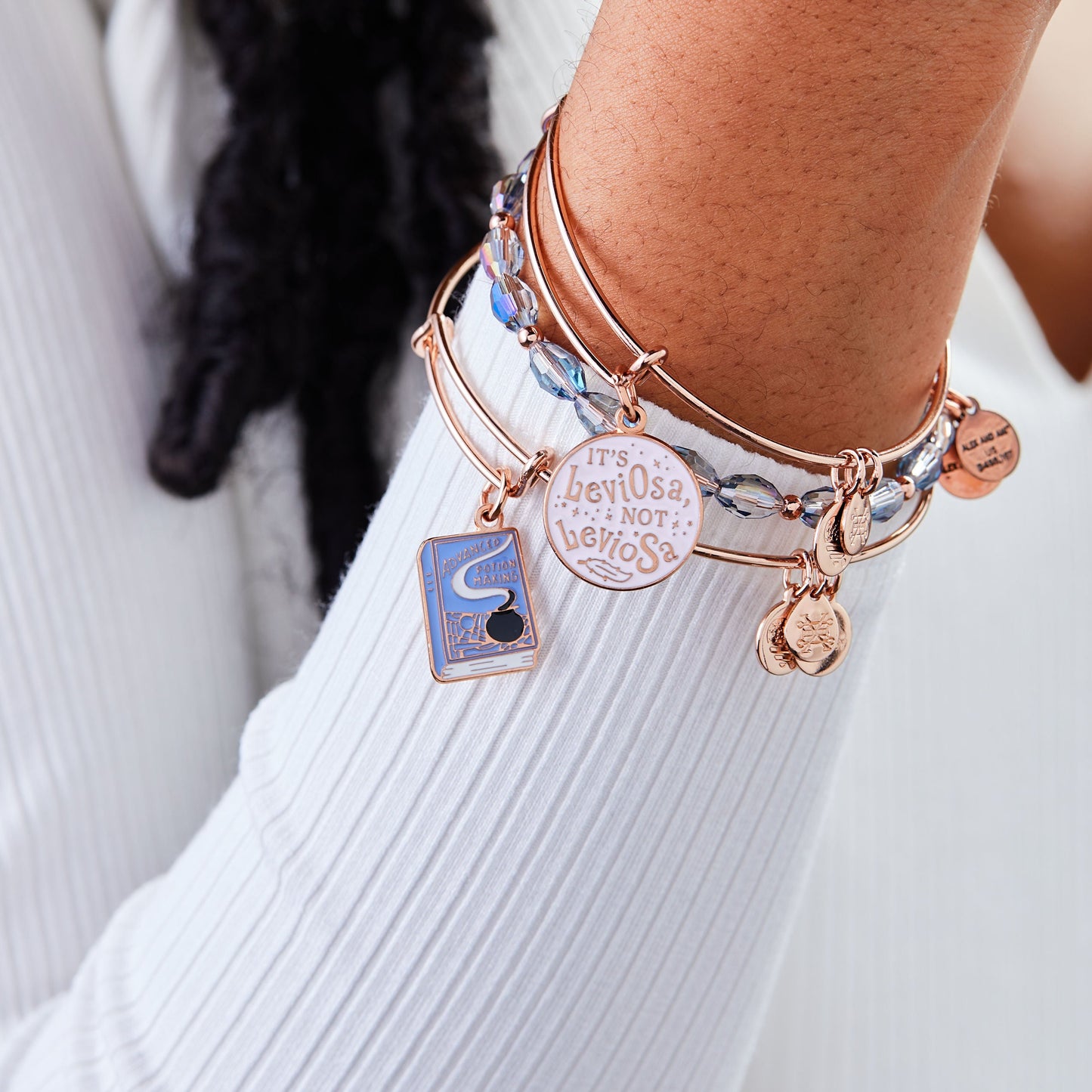 Harry Potter™ Hermione 'Leviosa' Bangle Set of 3 Shiny Rose Gold