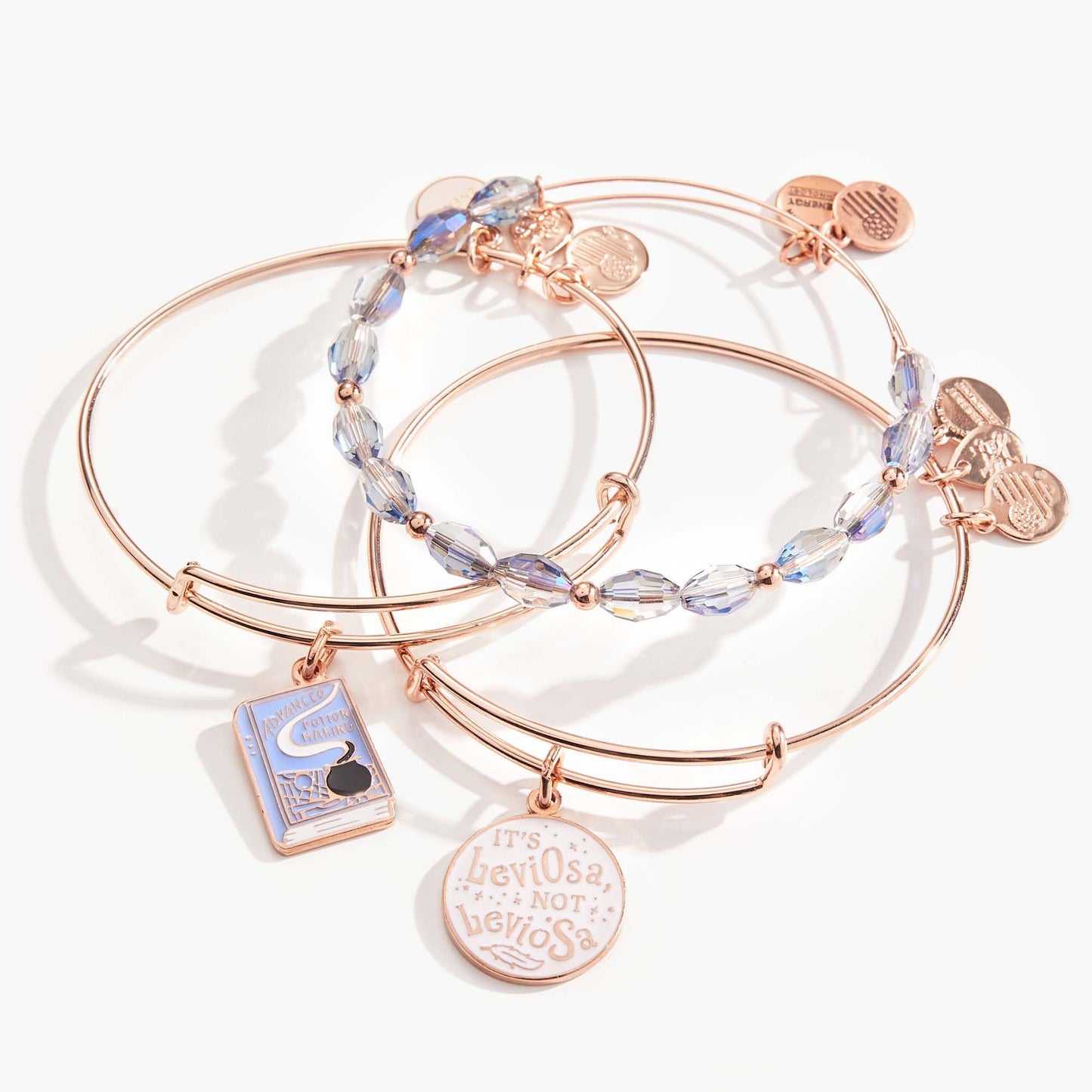Harry Potter™ Hermione 'Leviosa' Bangle Set of 3 Shiny Rose Gold