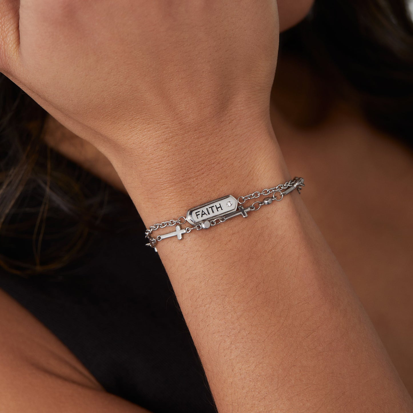 Faith Stranded™ Bracelet Set Stainless Steel Silver