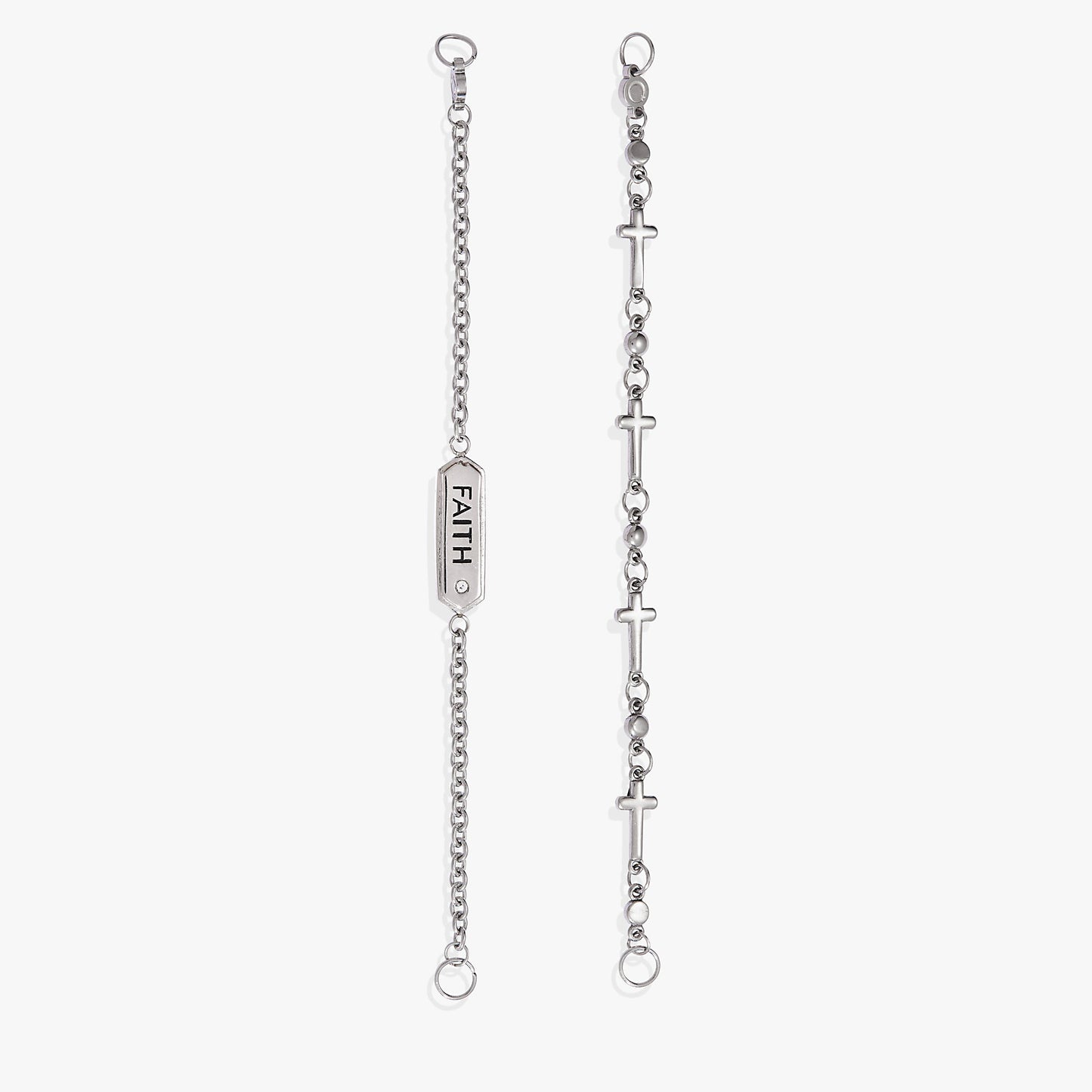 Faith Stranded™ Bracelet Set Stainless Steel Silver