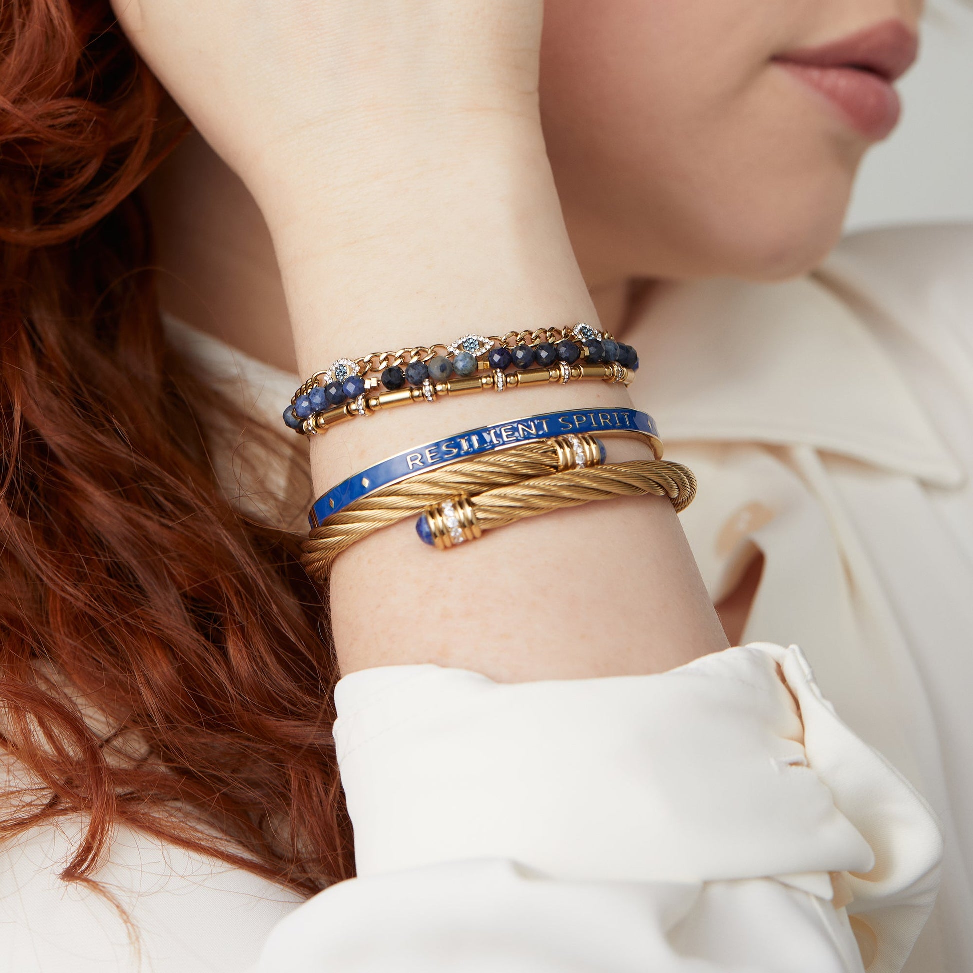 Evil Eye Stranded™ Bracelet Set Stainless Steel Gold