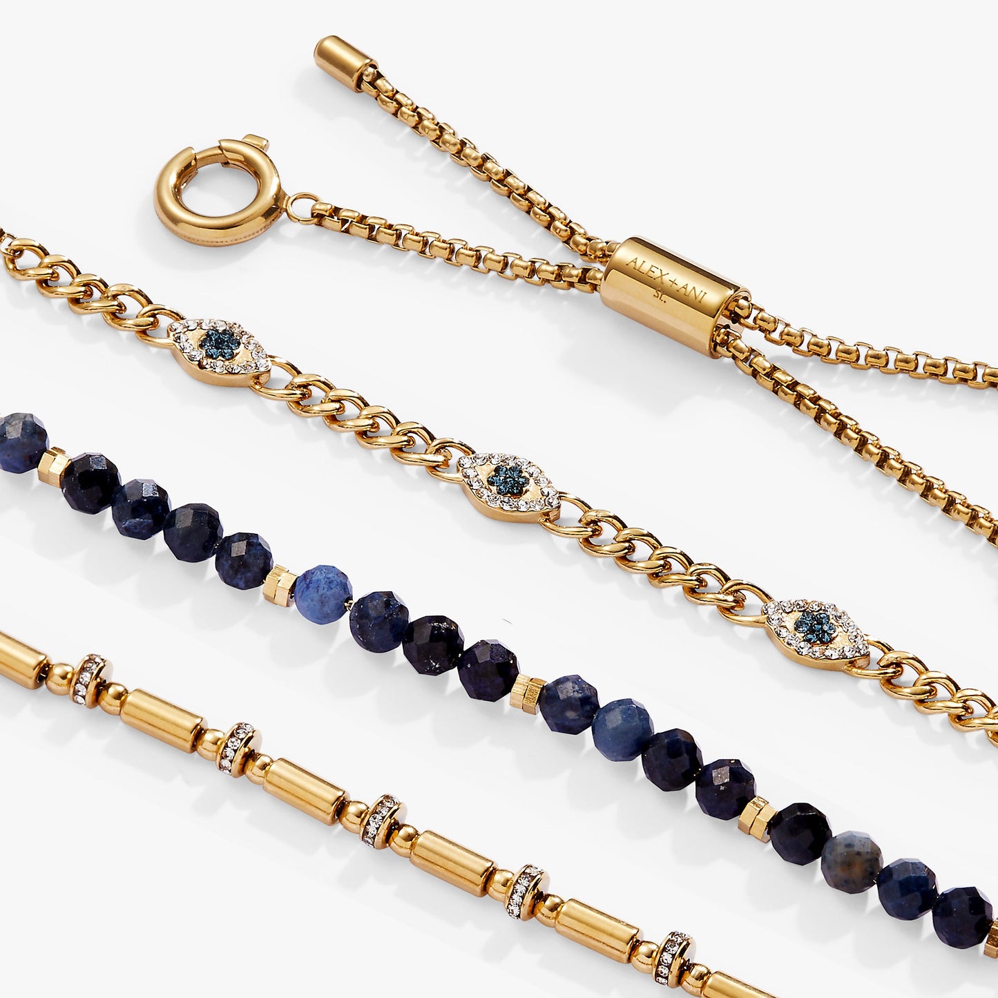 Evil Eye Stranded™ Bracelet Set Stainless Steel Gold