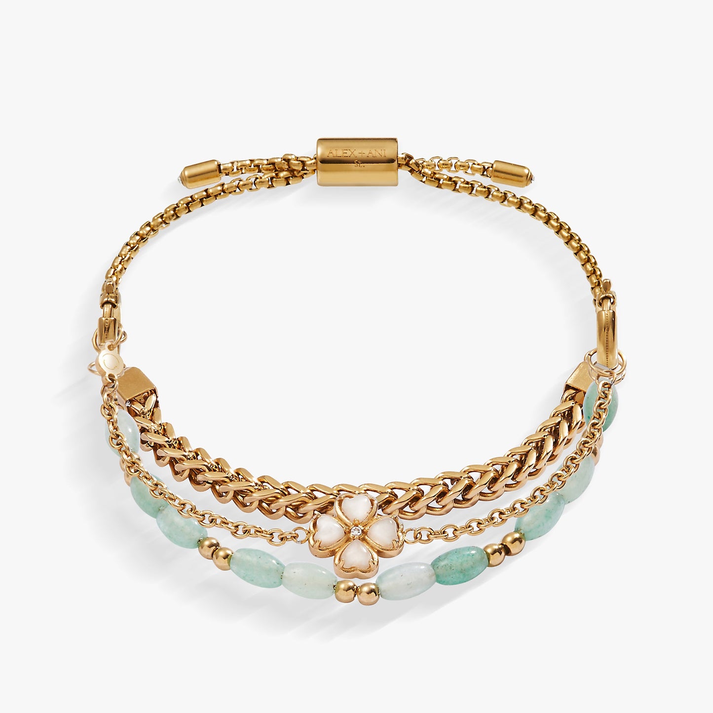 Four-Leaf Clover Stranded™ Bracelet Set Stainless Steel Gold
