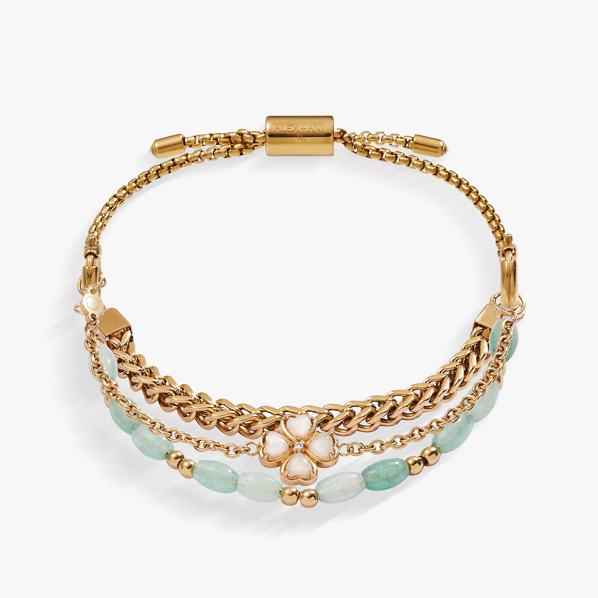 Four-Leaf Clover Stranded™ Bracelet Set Stainless Steel Gold