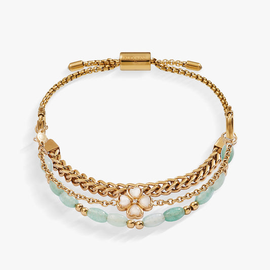 Four-Leaf Clover Stranded™ Bracelet Set Stainless Steel Gold