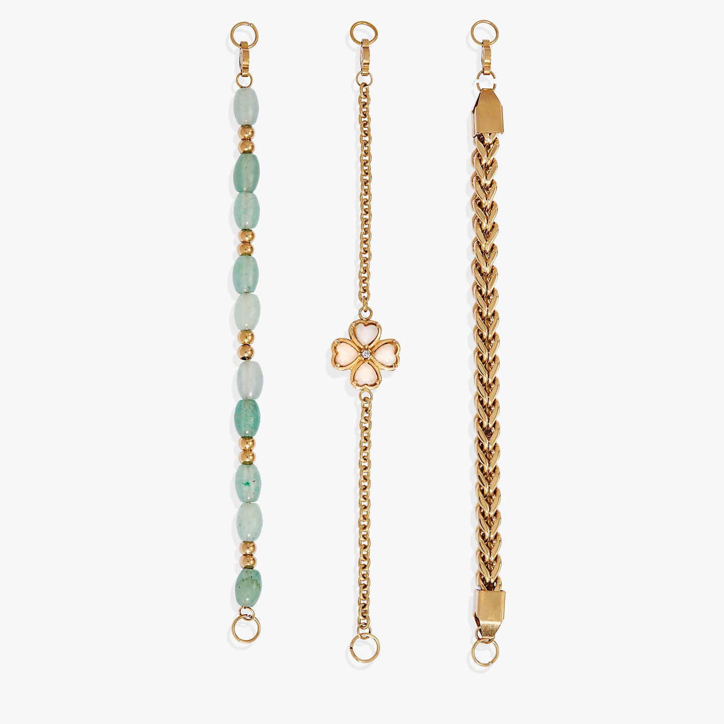 Four-Leaf Clover Stranded™ Bracelet Set Stainless Steel Gold