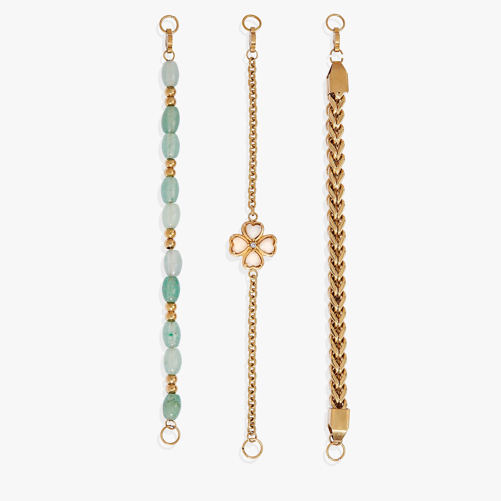 Four-Leaf Clover Stranded™ Bracelet Set Stainless Steel Gold