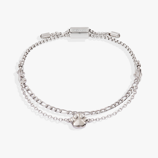 Paw Print Stranded™ Bracelet Set Stainless Steel Silver