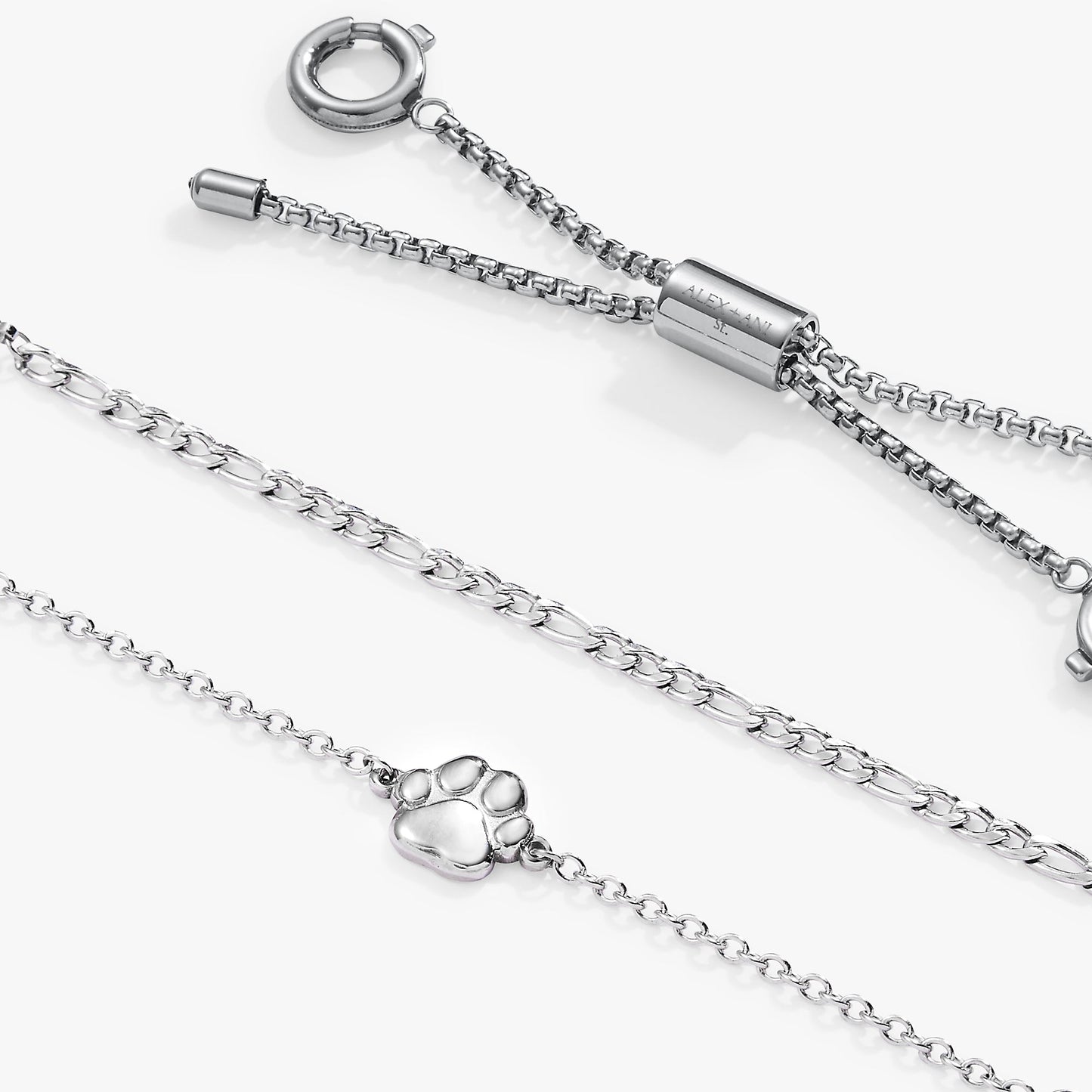 Paw Print Stranded™ Bracelet Set Stainless Steel Silver