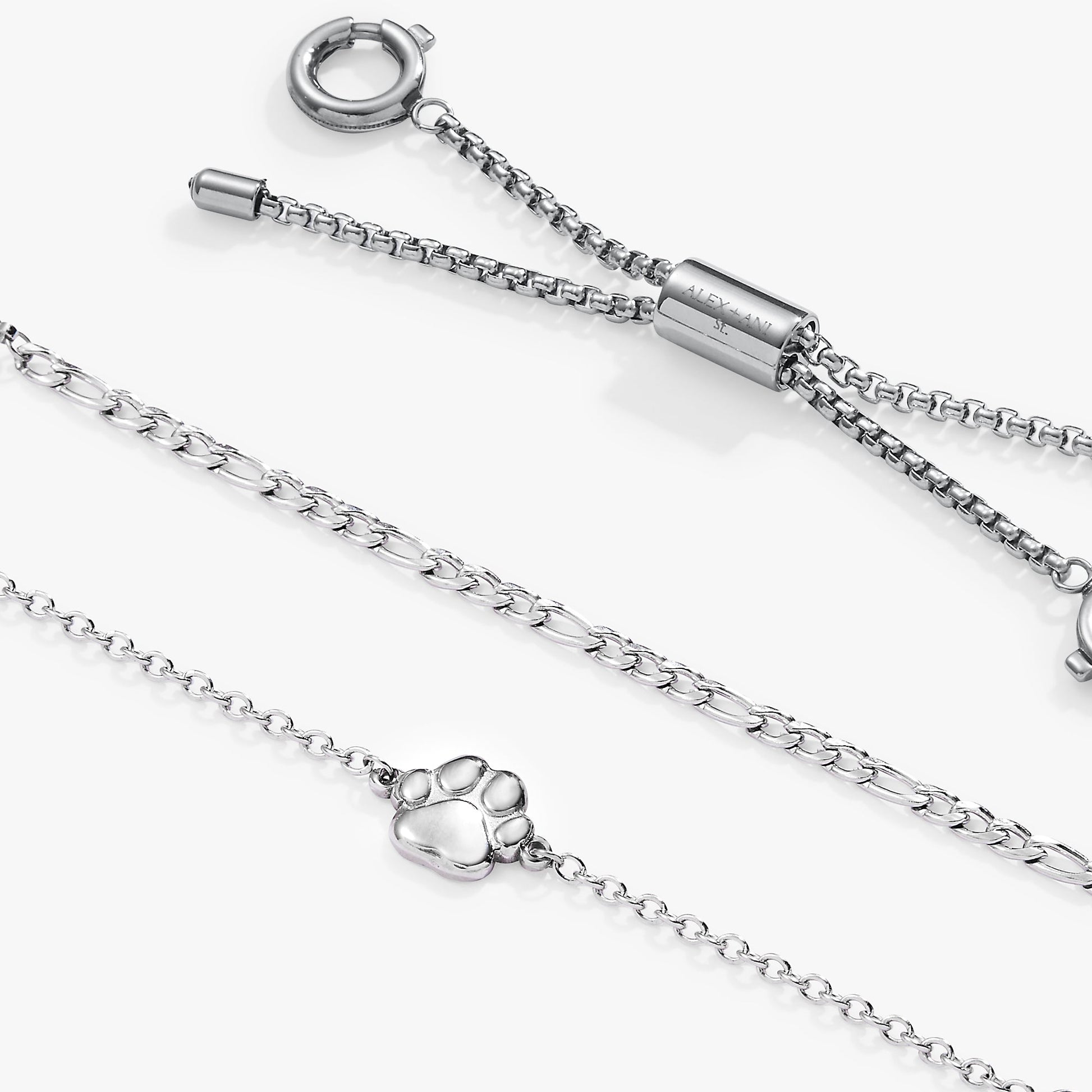 Paw Print Stranded™ Bracelet Set Stainless Steel Silver