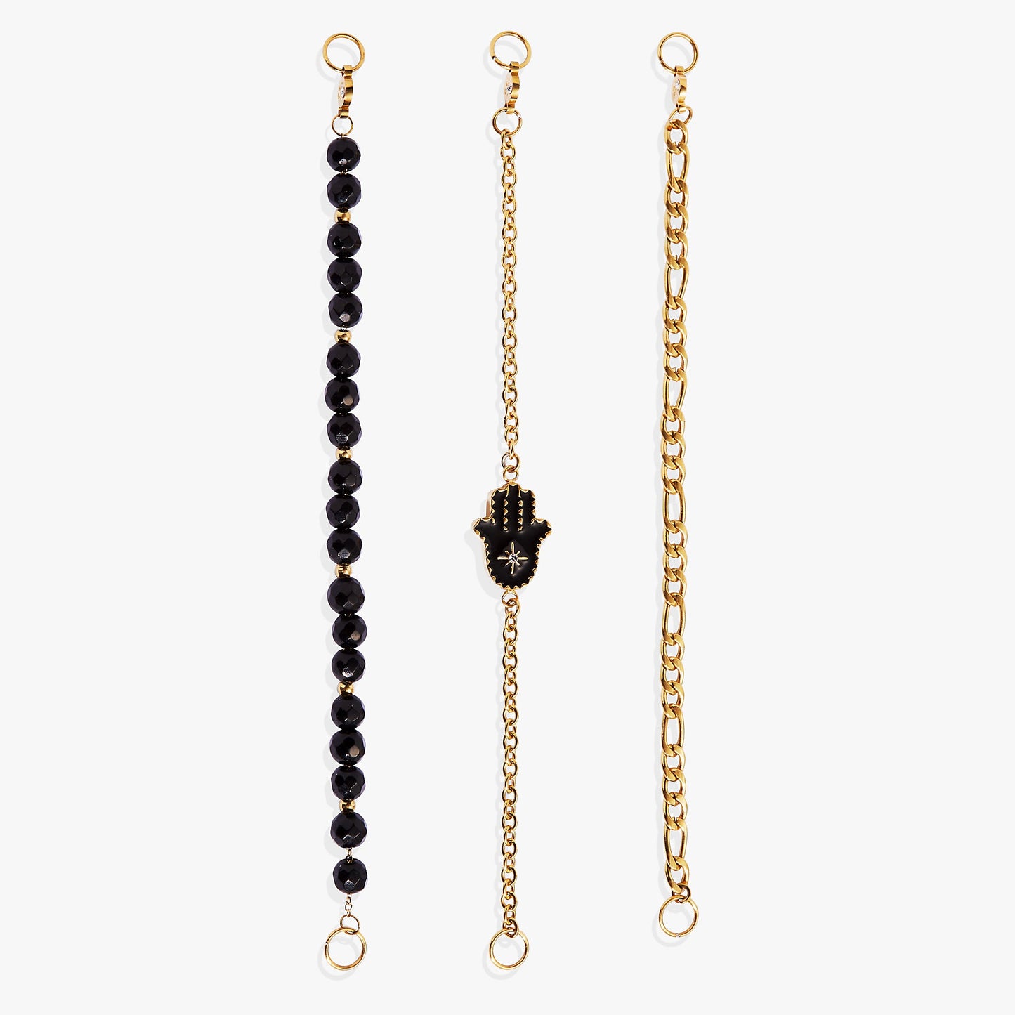 Hamsa Stranded™ Bracelet Set Stainless Steel Gold