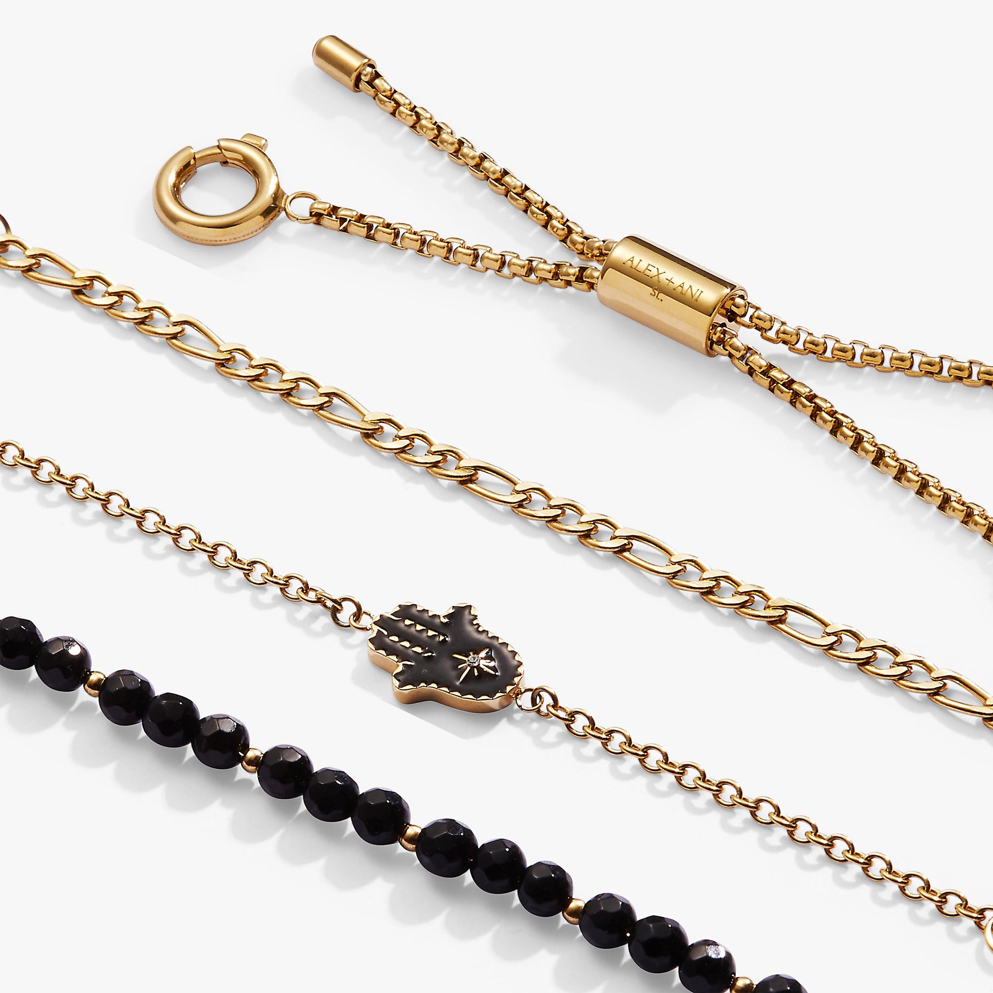 Hamsa Stranded™ Bracelet Set Stainless Steel Gold