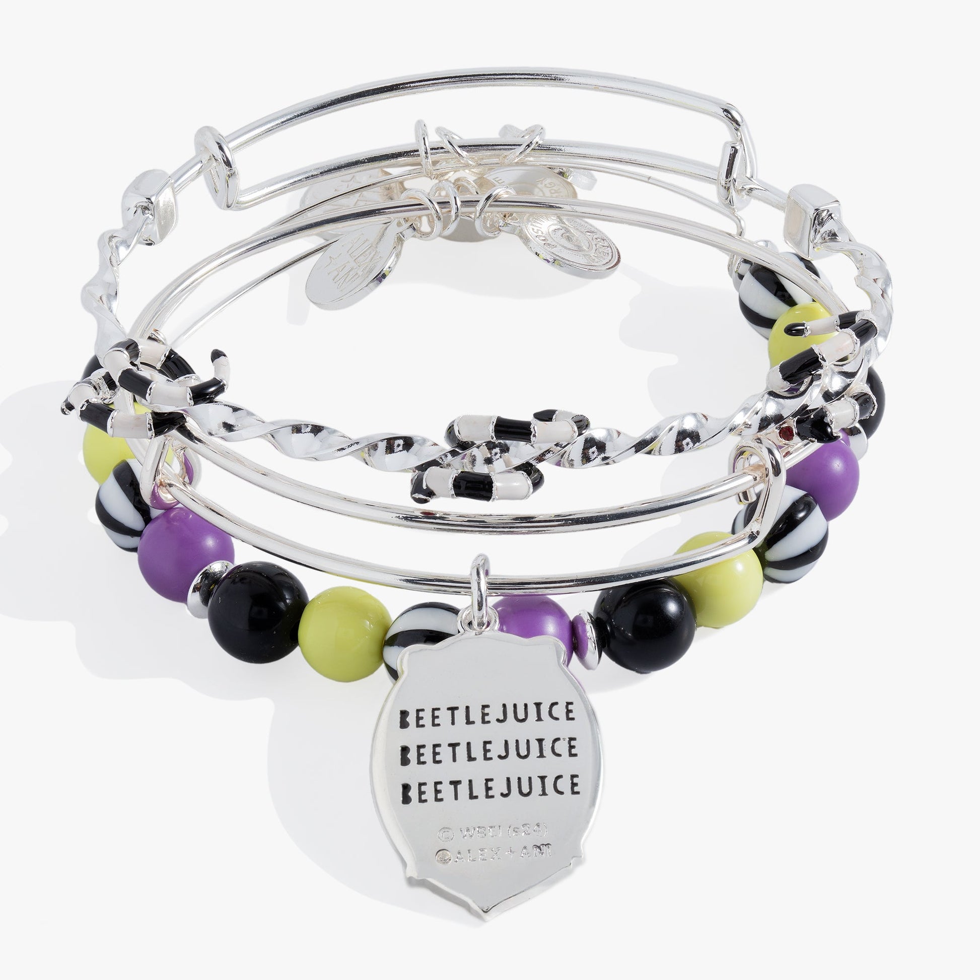 Beetlejuice® Bangle Set of 3 Silver