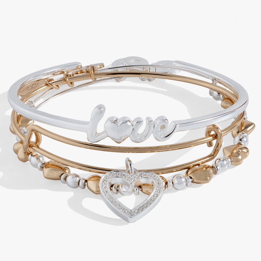 Love Bracelets, Set of 3 Two Tone