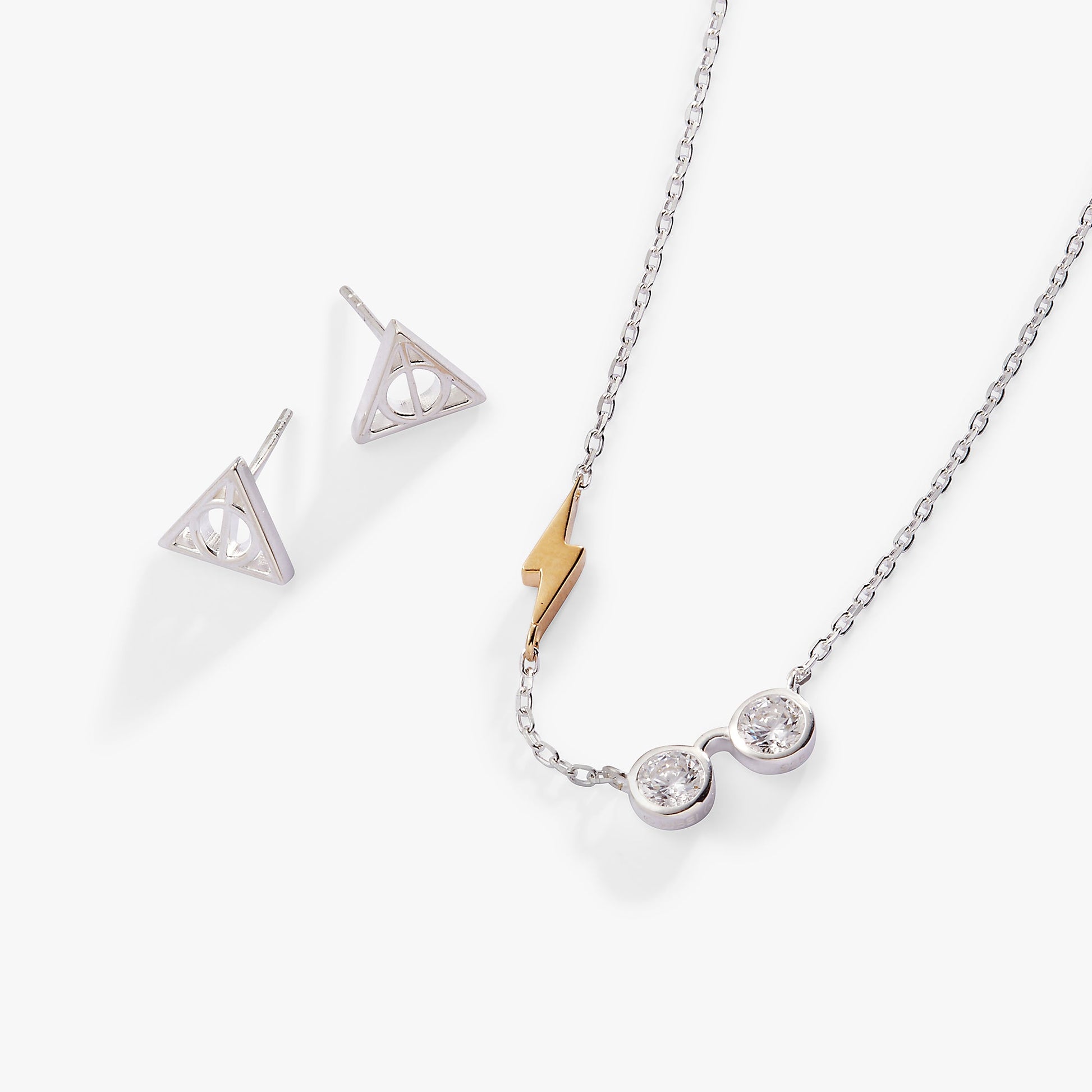 Harry Potter™ Glasses and Deathly Hallows Necklace and Earring Set, St Two Tone Precious