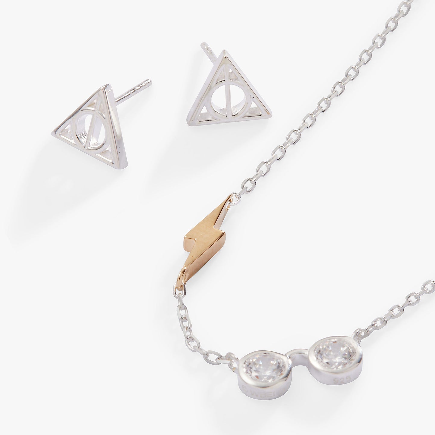 Harry Potter™ Glasses and Deathly Hallows Necklace and Earring Set, St Two Tone Precious