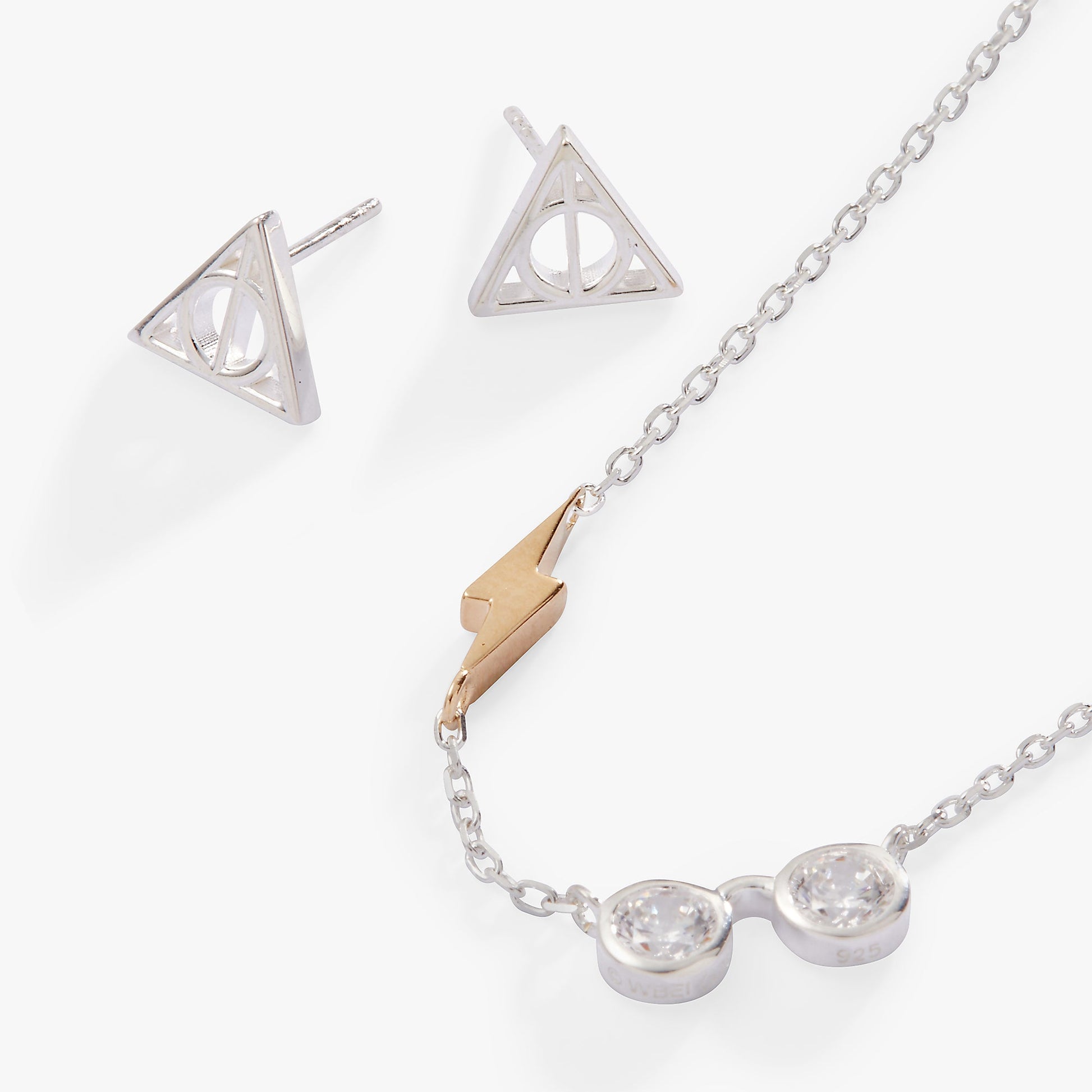 Harry Potter™ Glasses and Deathly Hallows Necklace and Earring Set, St Two Tone Precious