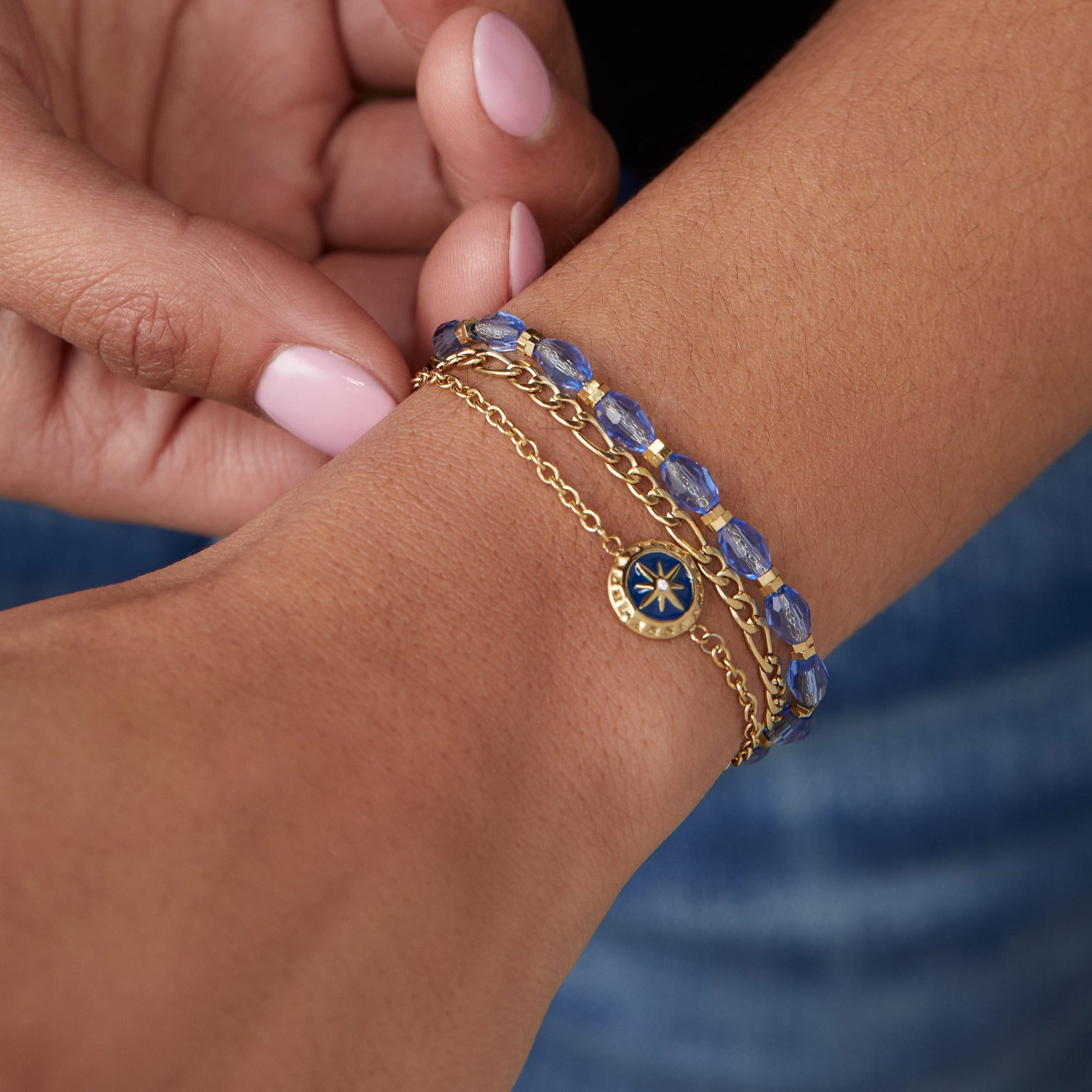 Compass Stranded™ Bracelet Set Stainless Steel Gold