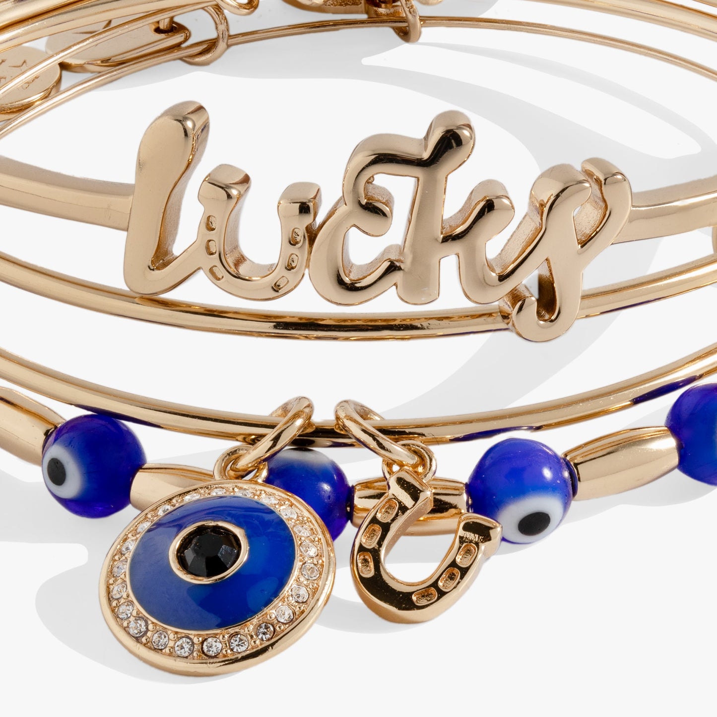 Evil Eye Bangles, Set of 3 Gold