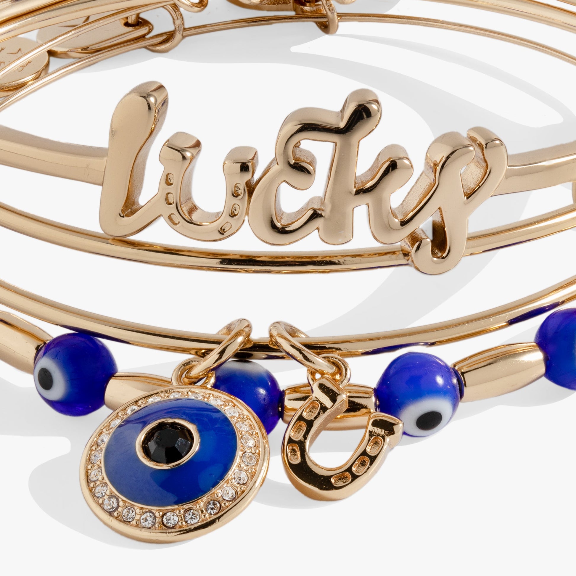 Evil Eye Bangles, Set of 3 Gold