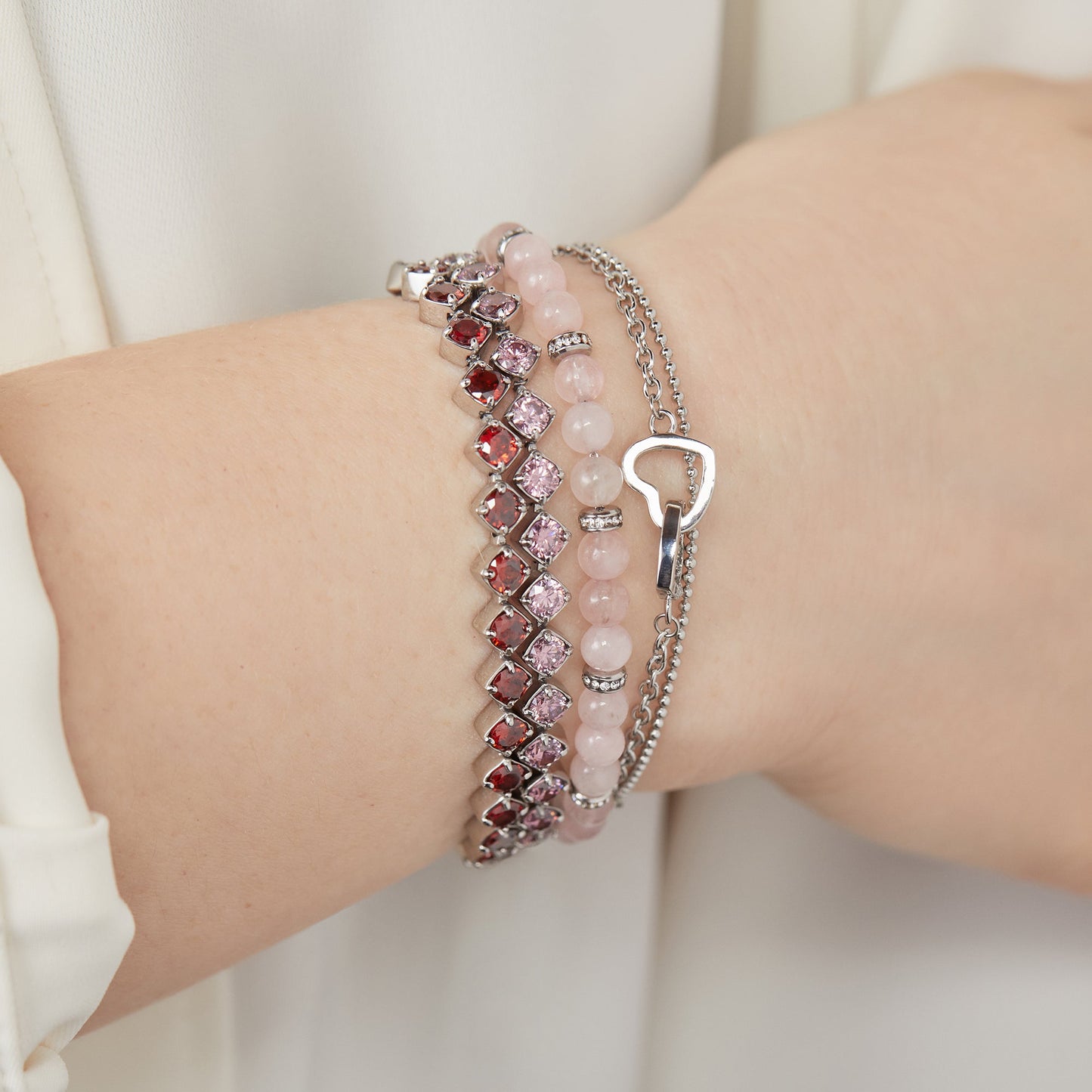 Ruby Luster Stranded™ Bracelet Set Stainless Steel Silver