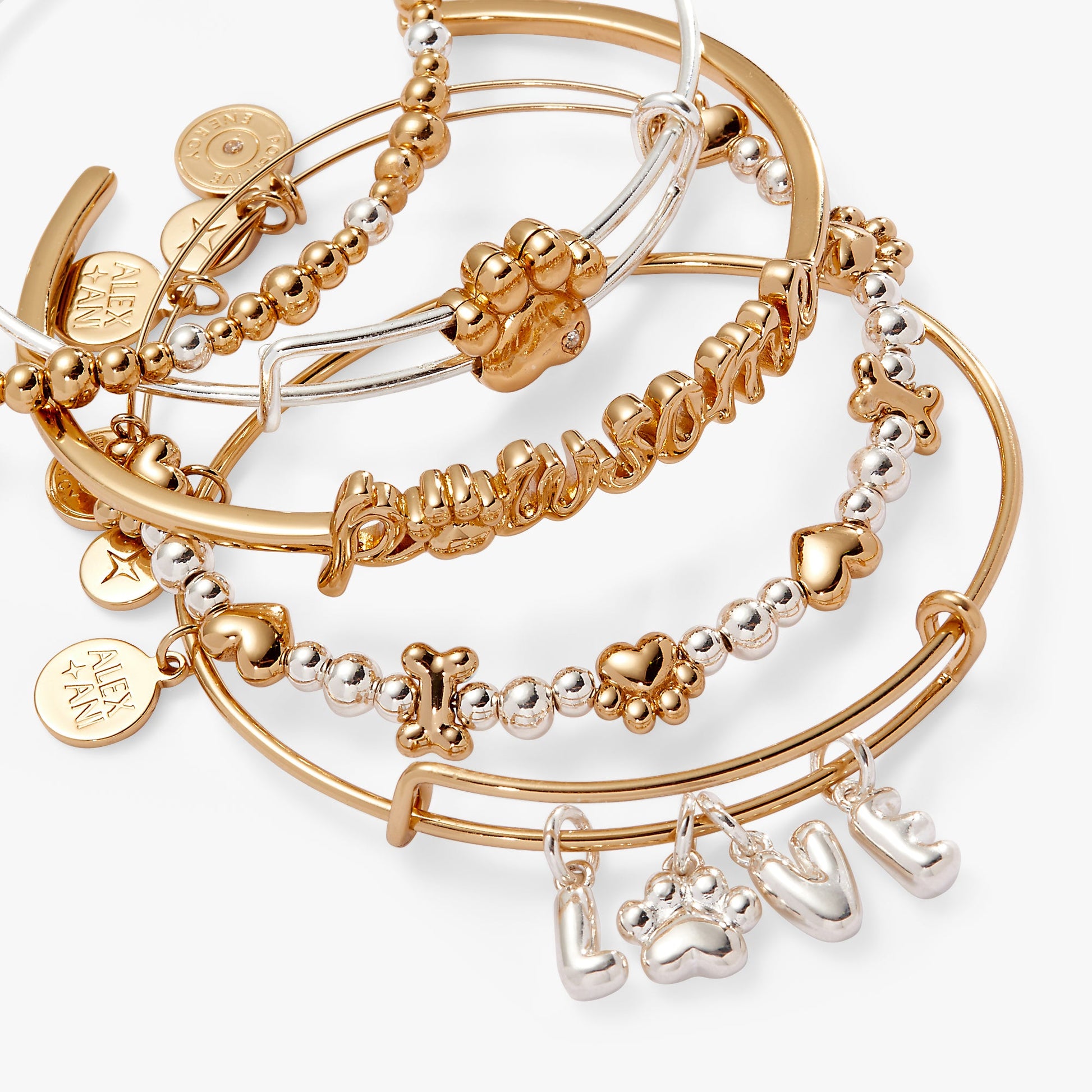 Puppy Love Bangles, Set of 5 Two Tone